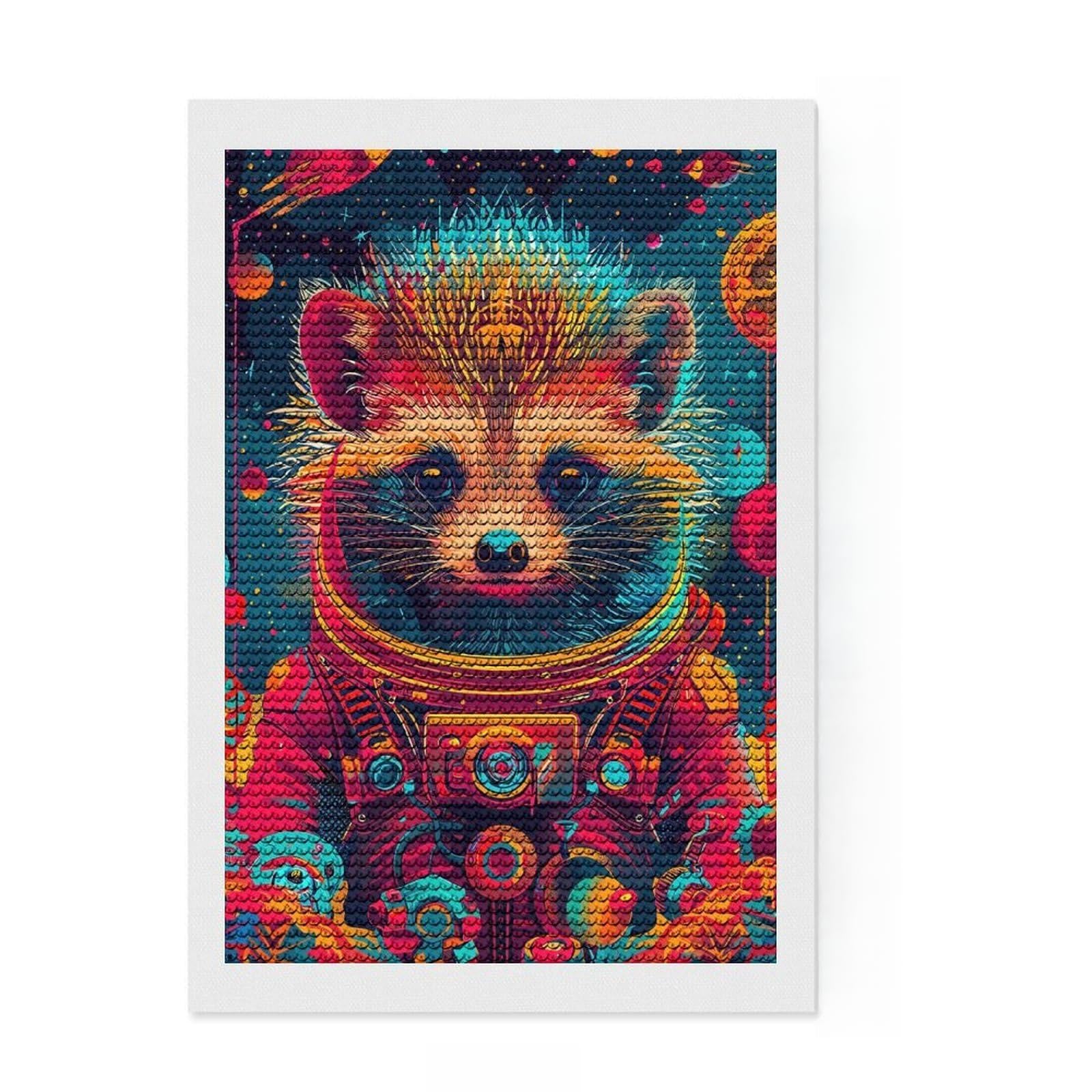 Junmoney Astronaut Space Hedgehog Diamond Art Kit 8"x12", Easy Handmade Project, Nice Detail and Sparkle, Office Decor, Birthday Gift, Easy to Enjoy