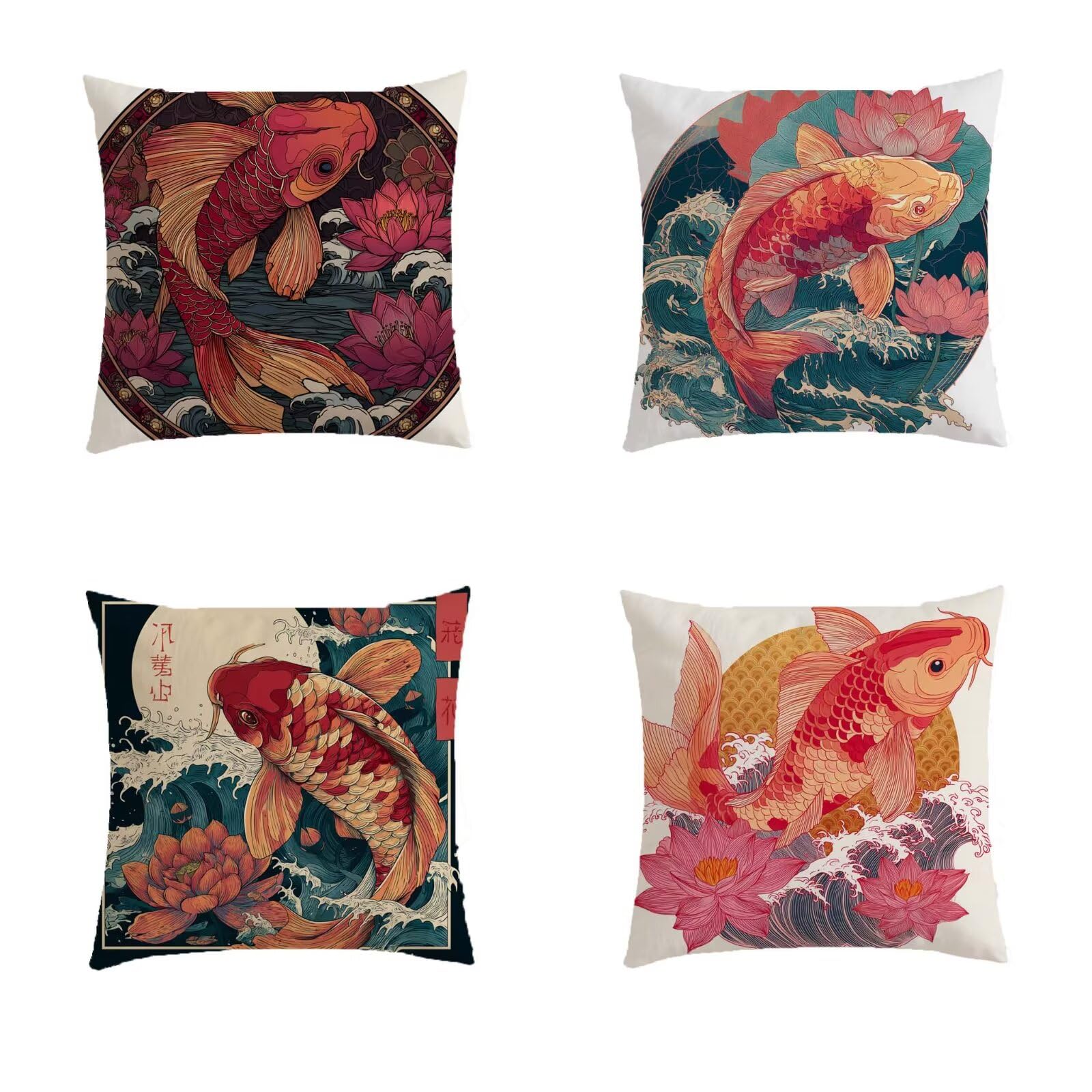 Housse de coussin lin 60x60cm rouge avec impression double face et zip invisible