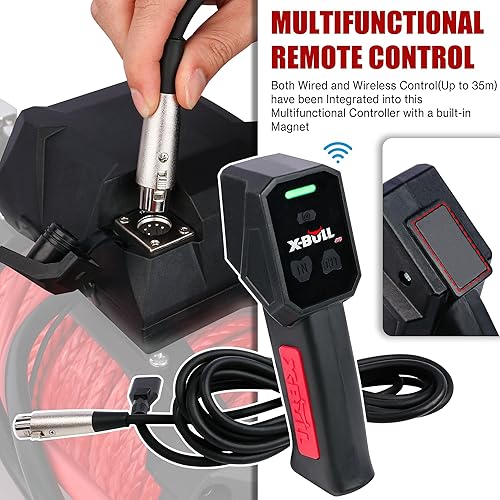 Miniatura 3 de X-BULL Winch-Kit de cabrestante eléctrico de capacidad de carga de 10,000 libras -Cabrestante de cuerda sintética de 12V, Cabrestante eléctrico