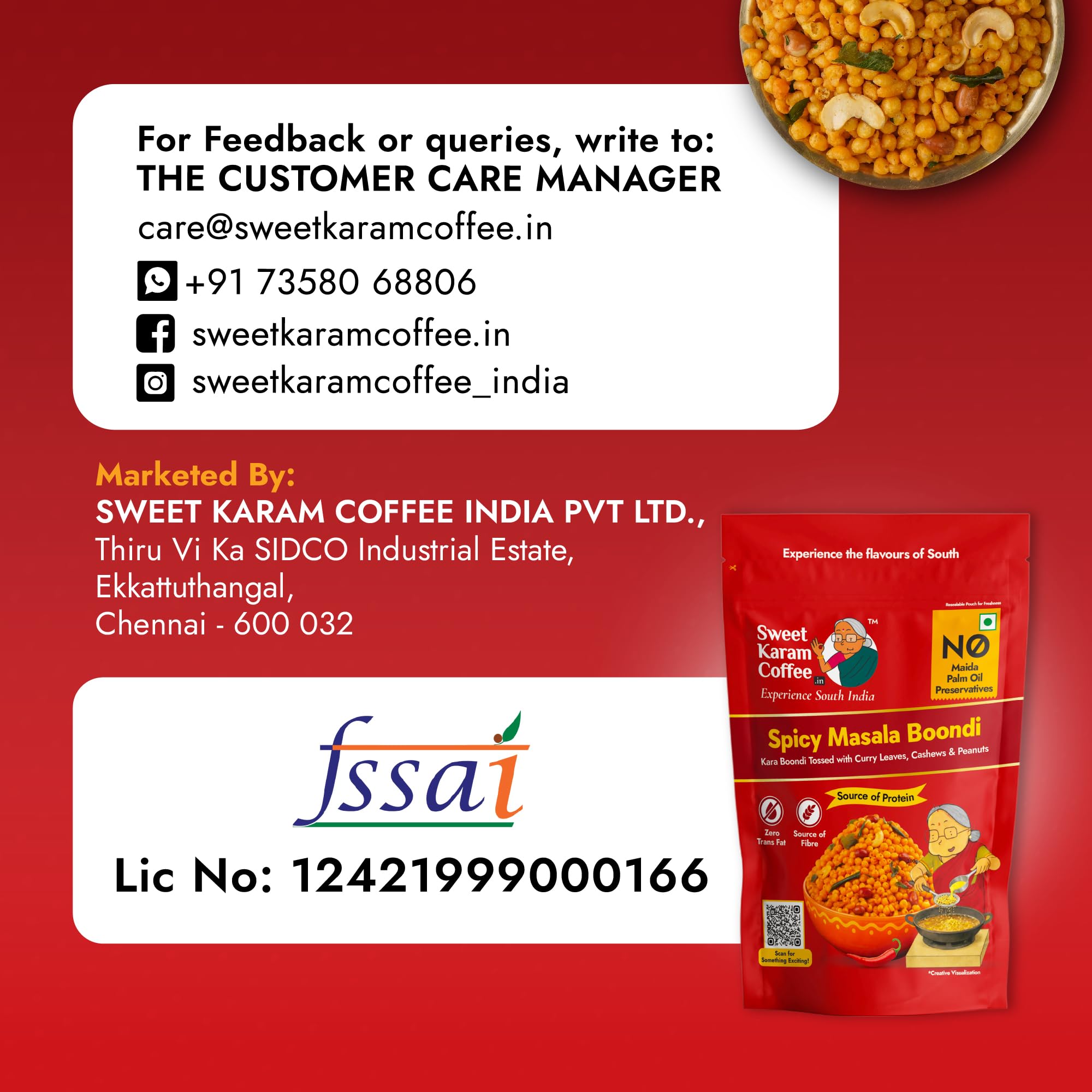 Sweet Karam Coffee Spicy Masala Boondi - 150g | Crispy Snack with Cashews & Peanuts | No Palm Oil, Maida & Preservatives | Traditional South Indian Kara Boondi Namkeen | Authentic Homemade Taste 4