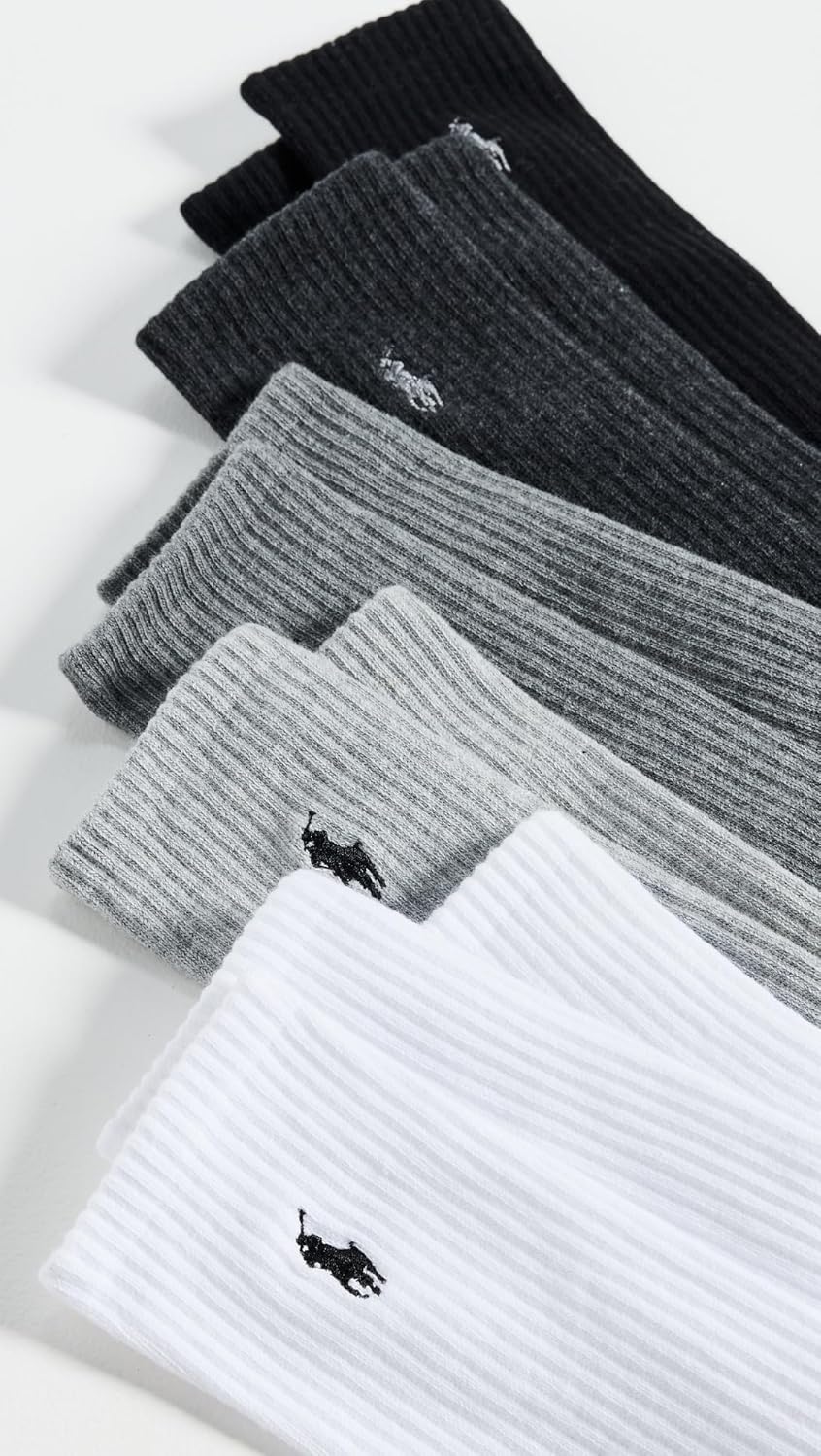 POLO RALPH LAUREN Men's Performance Crew Socks 6 Pack, Multi Whast, 10-13 - Image 3