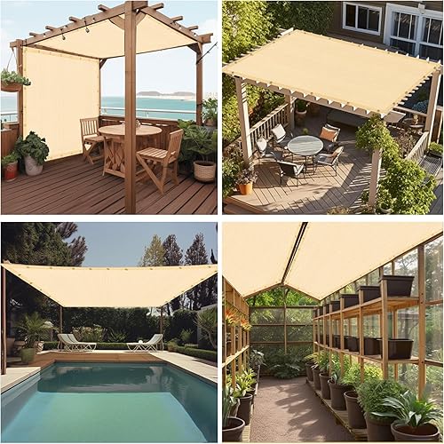 Miniatura 6 de 90% de tela de sombra para exteriores, pérgola para exteriores, 4 x 4 pies, pantalla de privacidad de trigo con ojales para patio, invernadero de