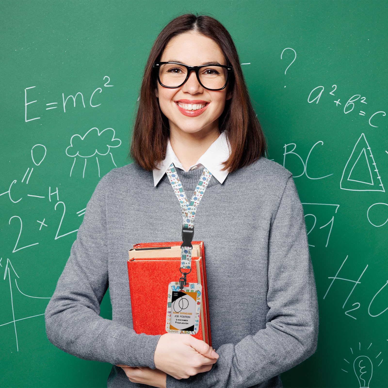 Cordón para profesores con soporte de identificación, cordones para tarjetas de identificación, bonitos soportes para tarjetas de identificación, retráctiles, mosquetón para llaves, regalo para