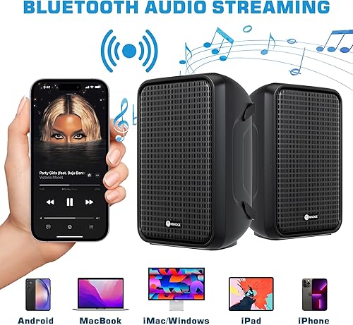 Miniatura 4 de Sistema PA integrado de 2 vías profesional portátil todo en uno, configuración fija, diseño de maleta con mezclador de 8 canales, 2 soportes para