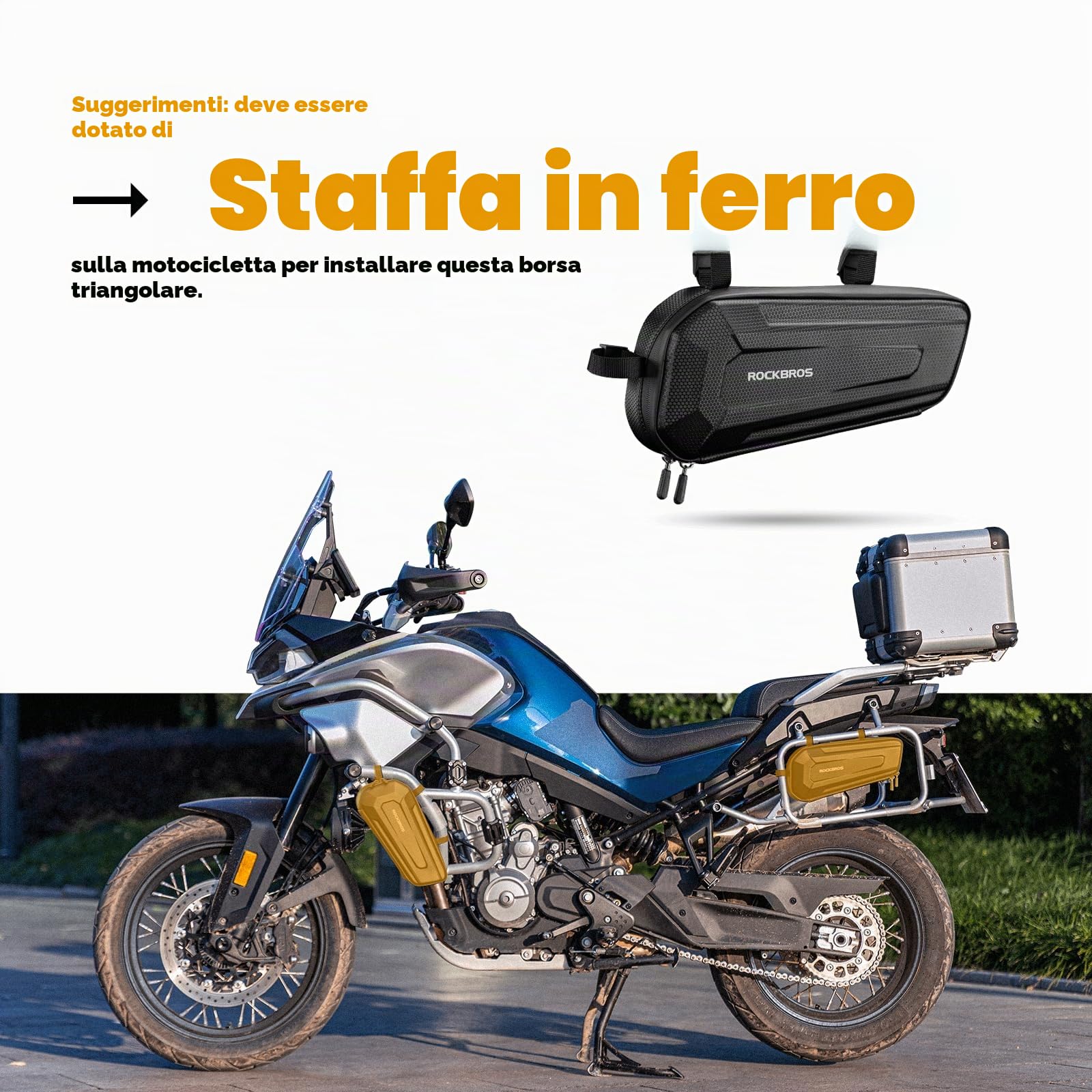 ROCKBROS Borsa da Telaio Moto, Borsa Laterale per Scooter E-bike Bici Elettrica, Impermabile, Grande Capacità 1.5L
