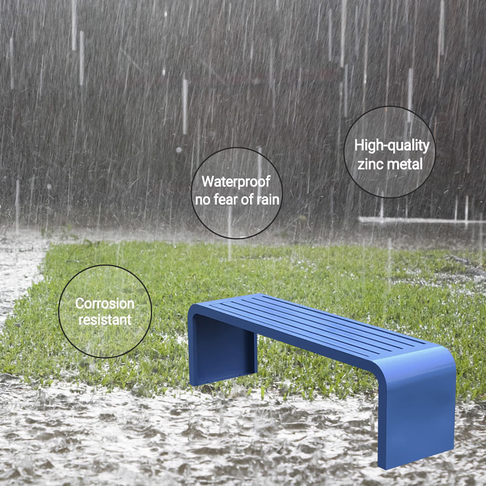 Banco de metal impermeable para exteriores, sin respaldo, para todo tipo de clima, asiento de jardín para porche, parque, entrada, 47.2 x 15.8 x 17.8 pulgadas, elegante diseño rojo
