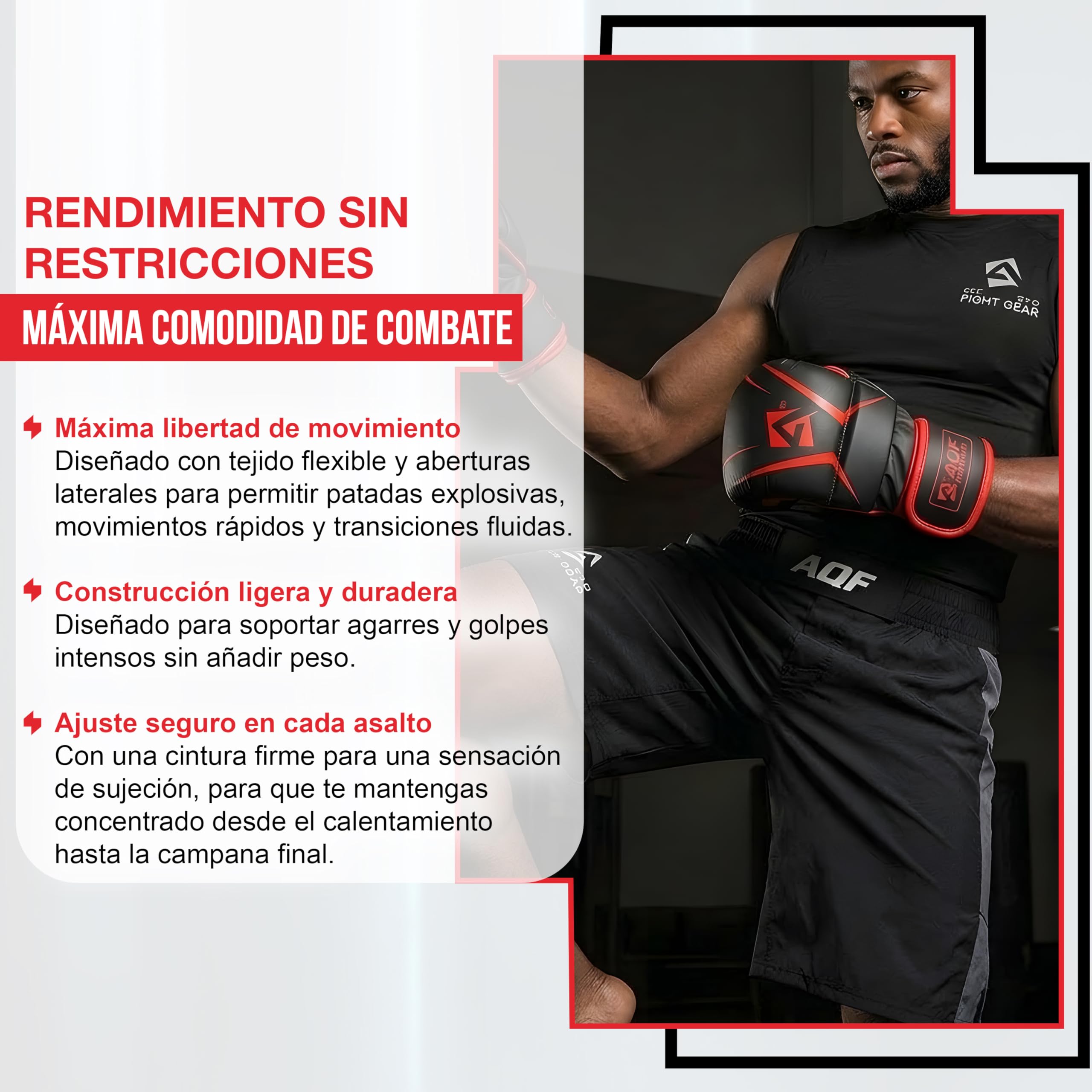 AQF Pantalones Hombre, Boxeo Entrenamiento Pantalon, Shorts Deportivos, Boxeo MMA Pantalon Corto, Kick Boxing Shorts Elásticos De Entrenamiento para UFC, Combates, Muay Thai, Lucha Jaula Cortos
