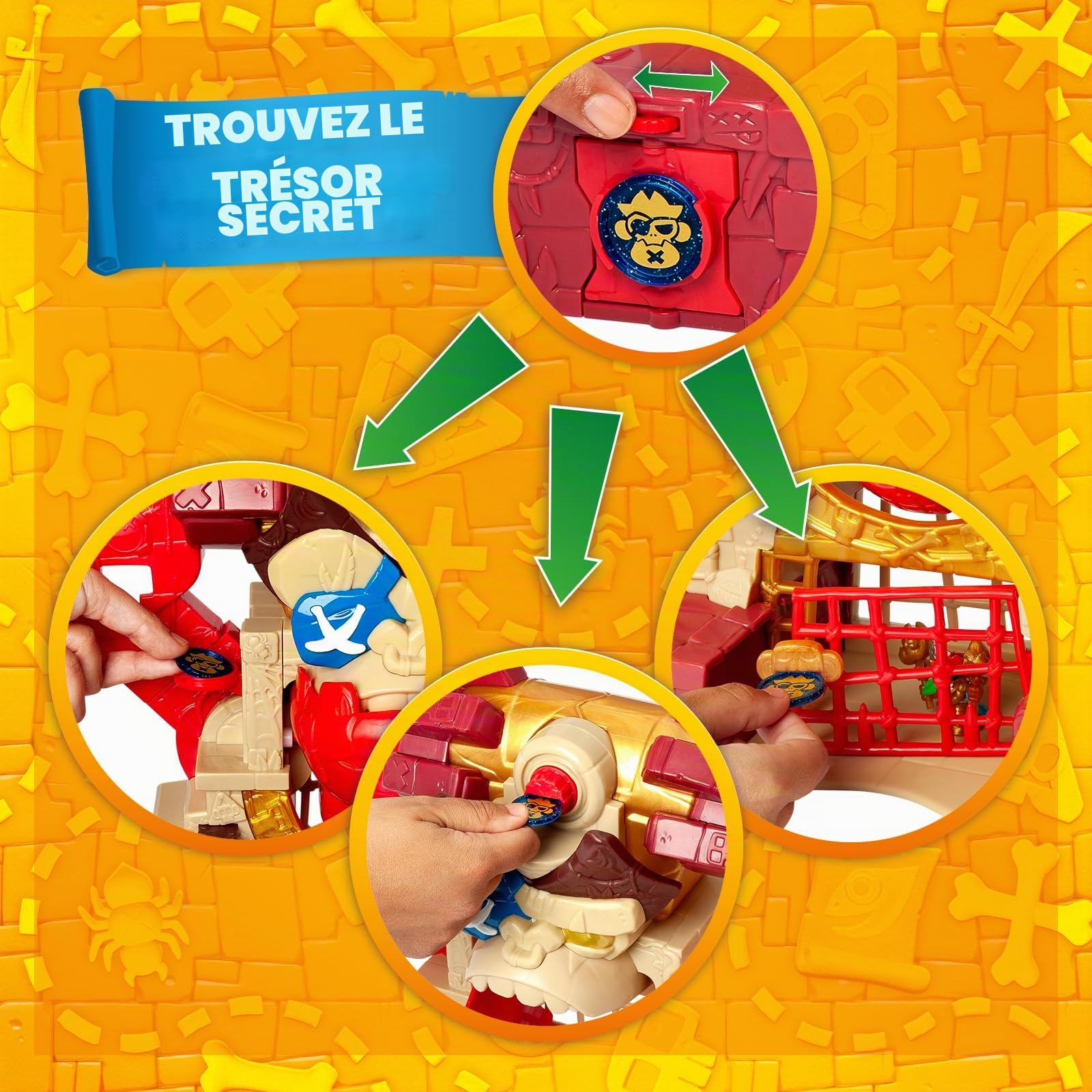 PIRATIX Adventure World Temple de Gorille avec Plusieurs Secrets cachés et preuves Contient 1 Temple, 4 pièces (1 exclusivement), 1 Totem doré, 2 Piratix exclusifs et 3 Accessoires