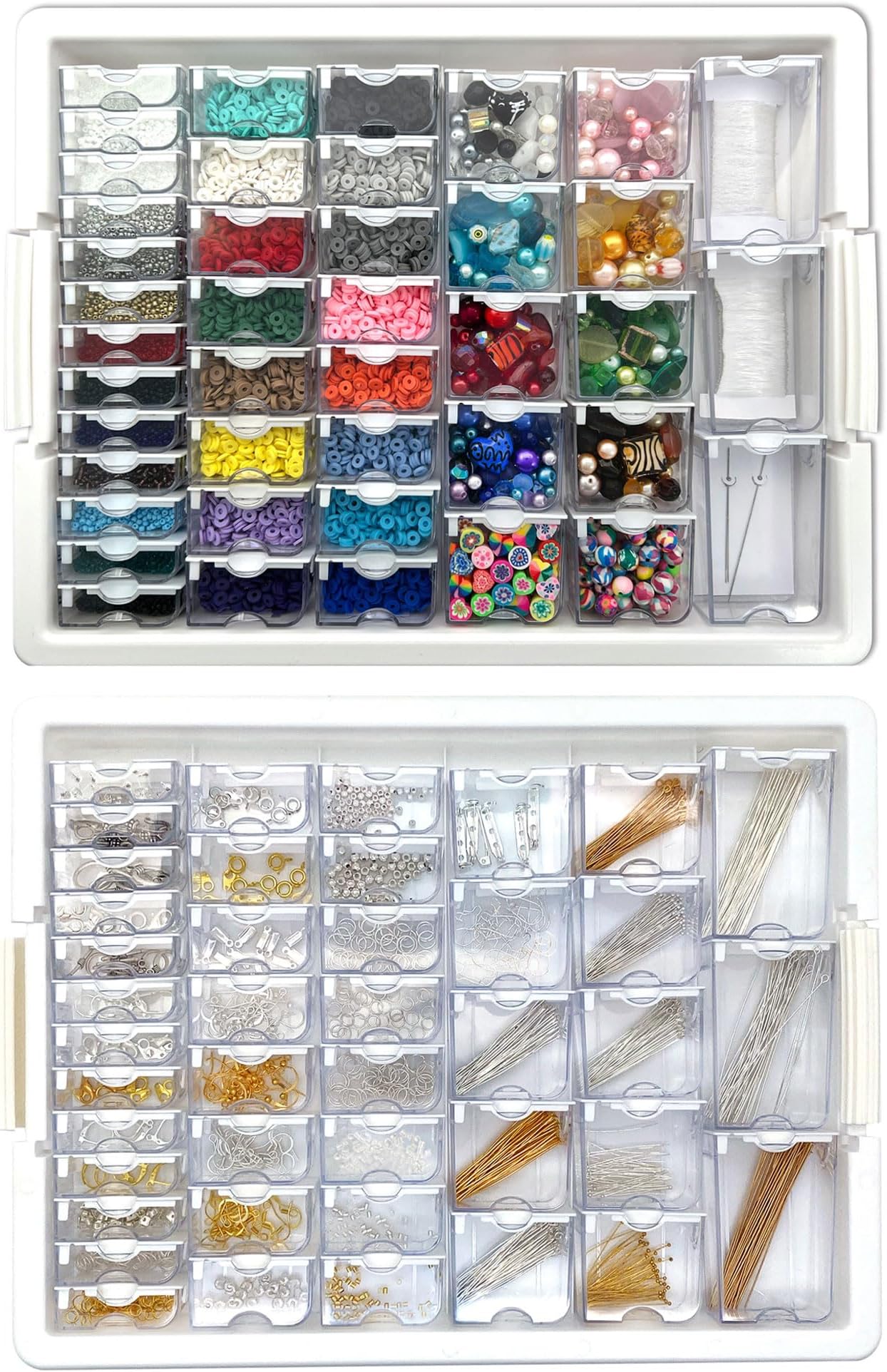 Bead Storage Solutions Elizabeth Ward Assorted Glass and Polymer Clay Bead Tray with Elizabeth Ward 1,111 Piece Assorted Jewelry Findings Tray