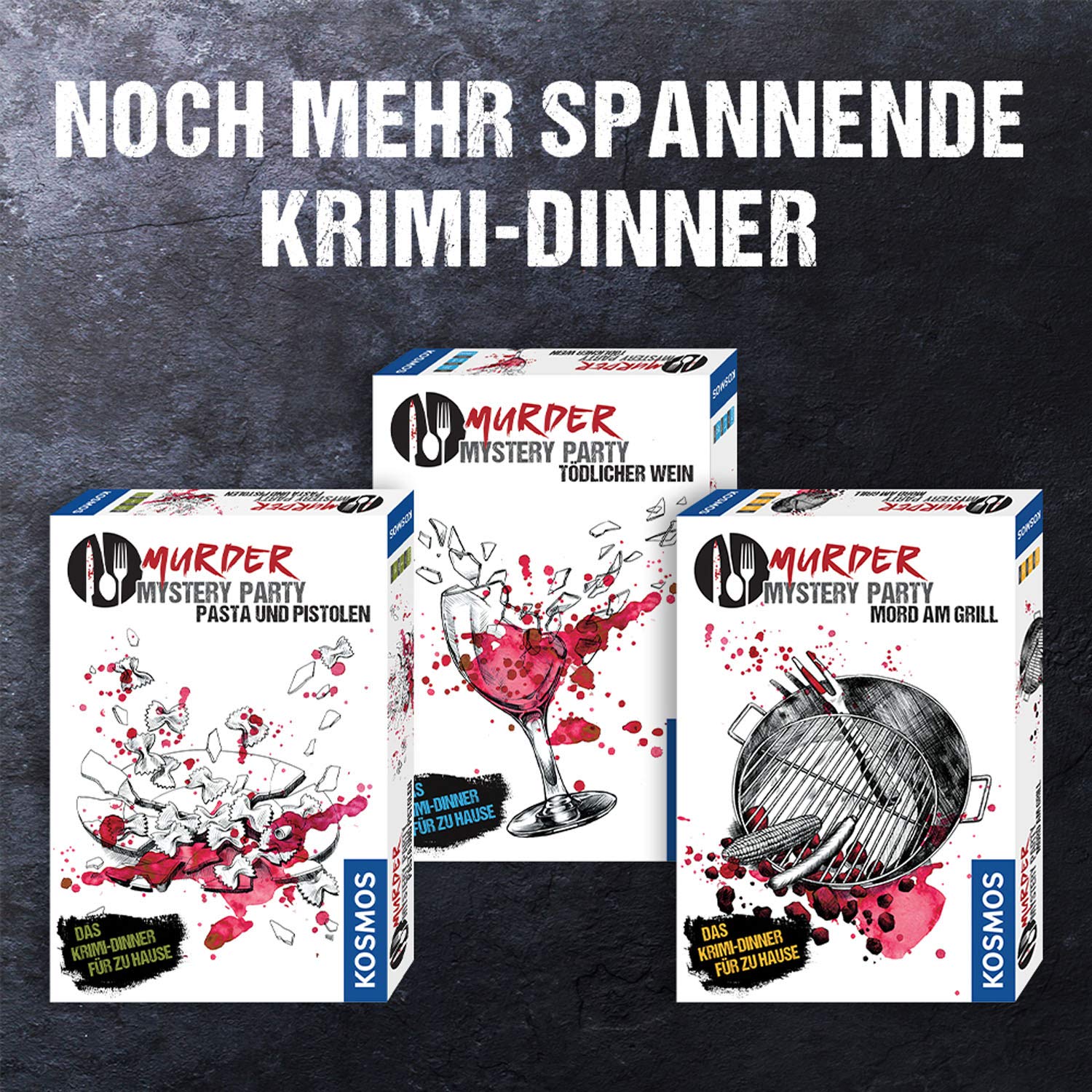 Kosmos Murder Mystery Party - Tödlicher Wein + Mord am Grill - Das Krimi-Dinner für zu Hause, Komplett-Set für 6-8 Personen ab 16 Jahren, Mystery Board Game
