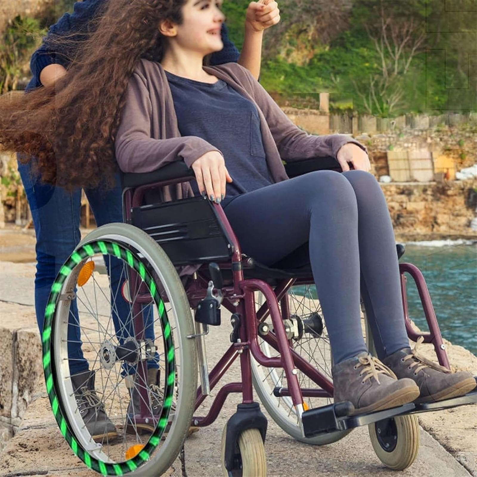 1 par de Fundas para Llantas de Silla de Ruedas, Funda para Silla de Ruedas Deportiva con Rueda Trasera de 20/22/24 Pulgadas, empuñaduras de Silicona Antideslizantes, Agarre y Comodidad mejo