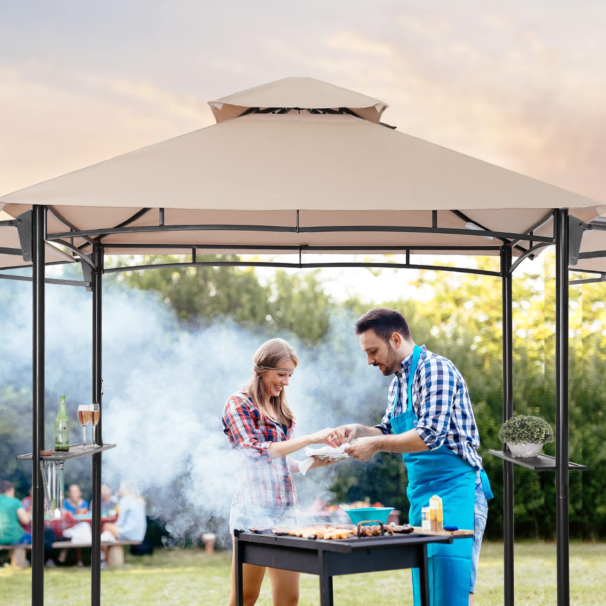 vidaXL Gazebo BBQ et étagères latérales Anthracite 220x115x230cm Acier, abri pour Barbecue, auvent pour Barbecue, pergola pour Barbecue vidaXL Gazebo BBQ et étagères latérales Anthracite 220x115x230cm Acier, abri pour Barbecue, auvent pour Barbecue, pergola pour Barbecue