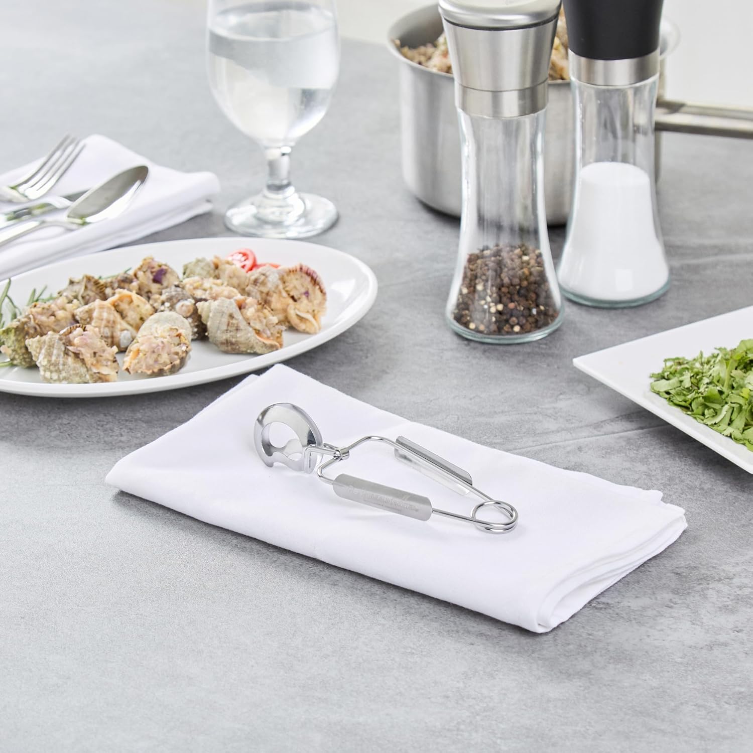 Restaurantware Escargot Tongs - 240 Count - Met Lux 6.1" x 2.17" Stainless Steel Snail Tongs, Precision Grip, Satin Finish - Self-Closing Spring Snail Serving Utensils For Restaurants