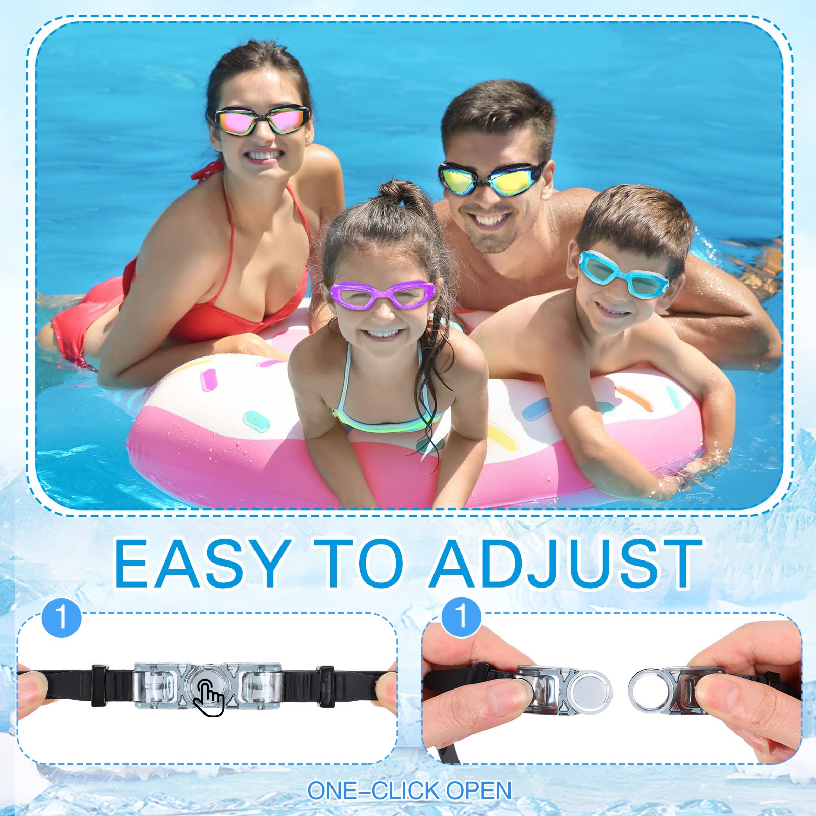 Treela 10 gafas de natación de silicona antivaho sin fugas para adultos (estilo vívido)