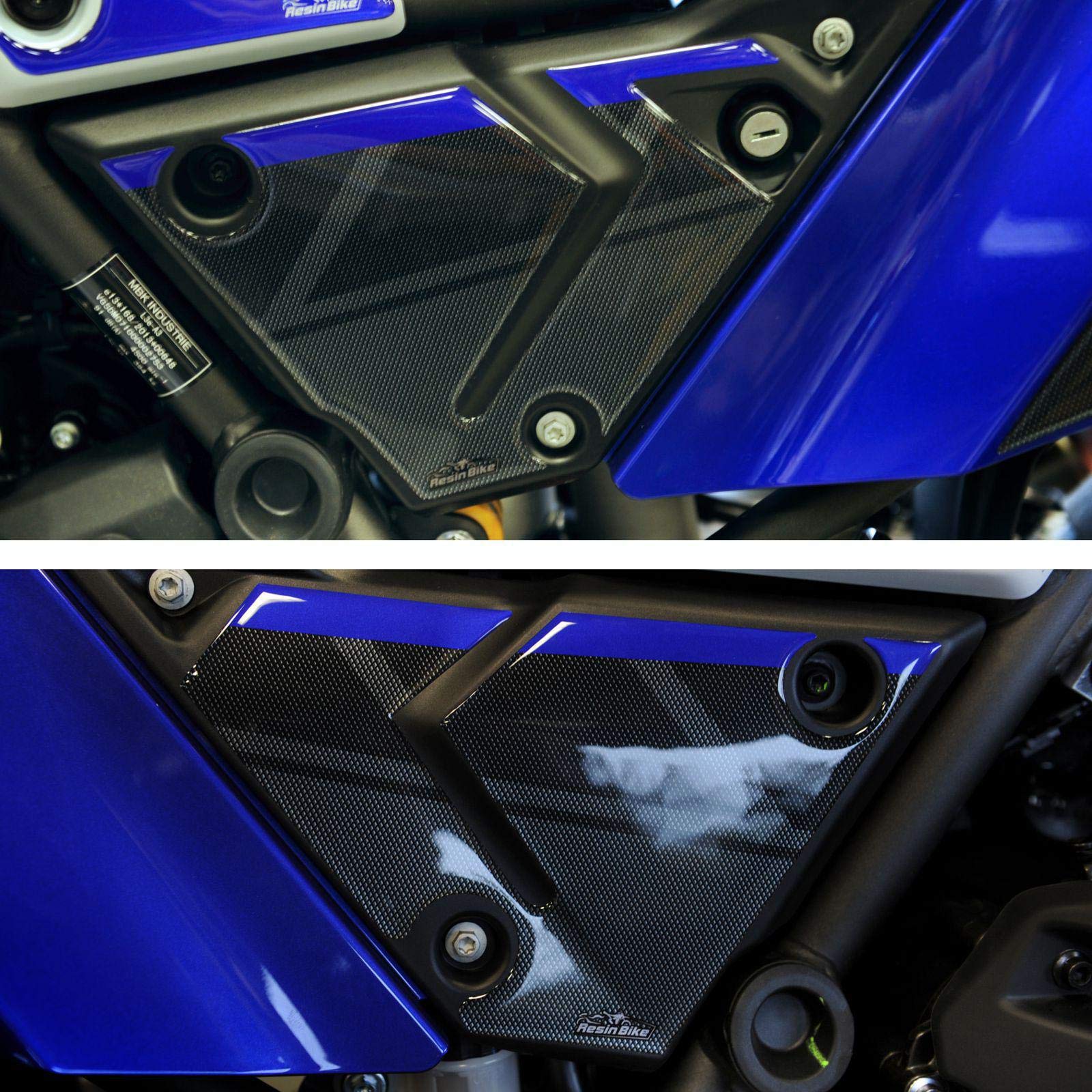 Resin Bike Adesivi Moto Compatibile con Yamaha Tenere 700 2019 Blu. Protezioni Laterali da Urti e Graffi. Coppia Adesivi 3D Resinati - Blu Metallizzato