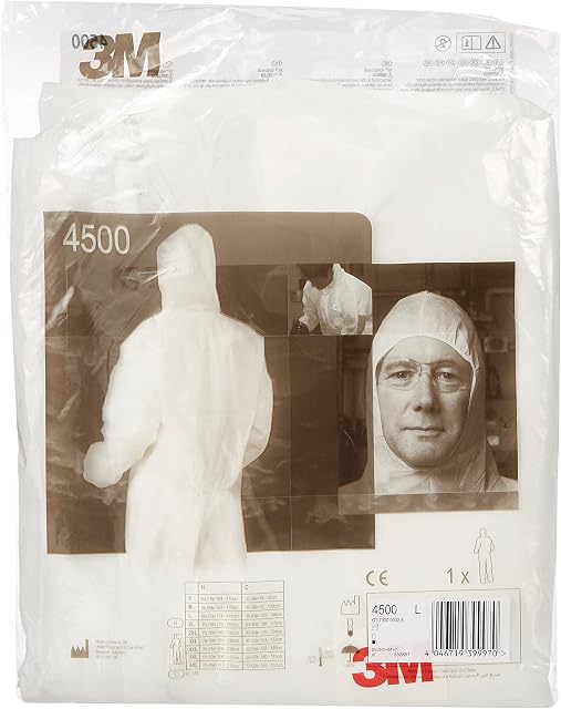 3M Coverall, White, 4500-W-L