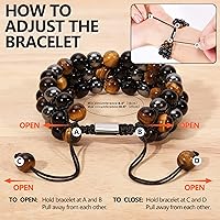 Vista 5 de Triple Protection Bracelet - For Protection - Bring Luck And Prosperity - Hematite - Black Obsidian - Tiger Eye - Stone Bracelet