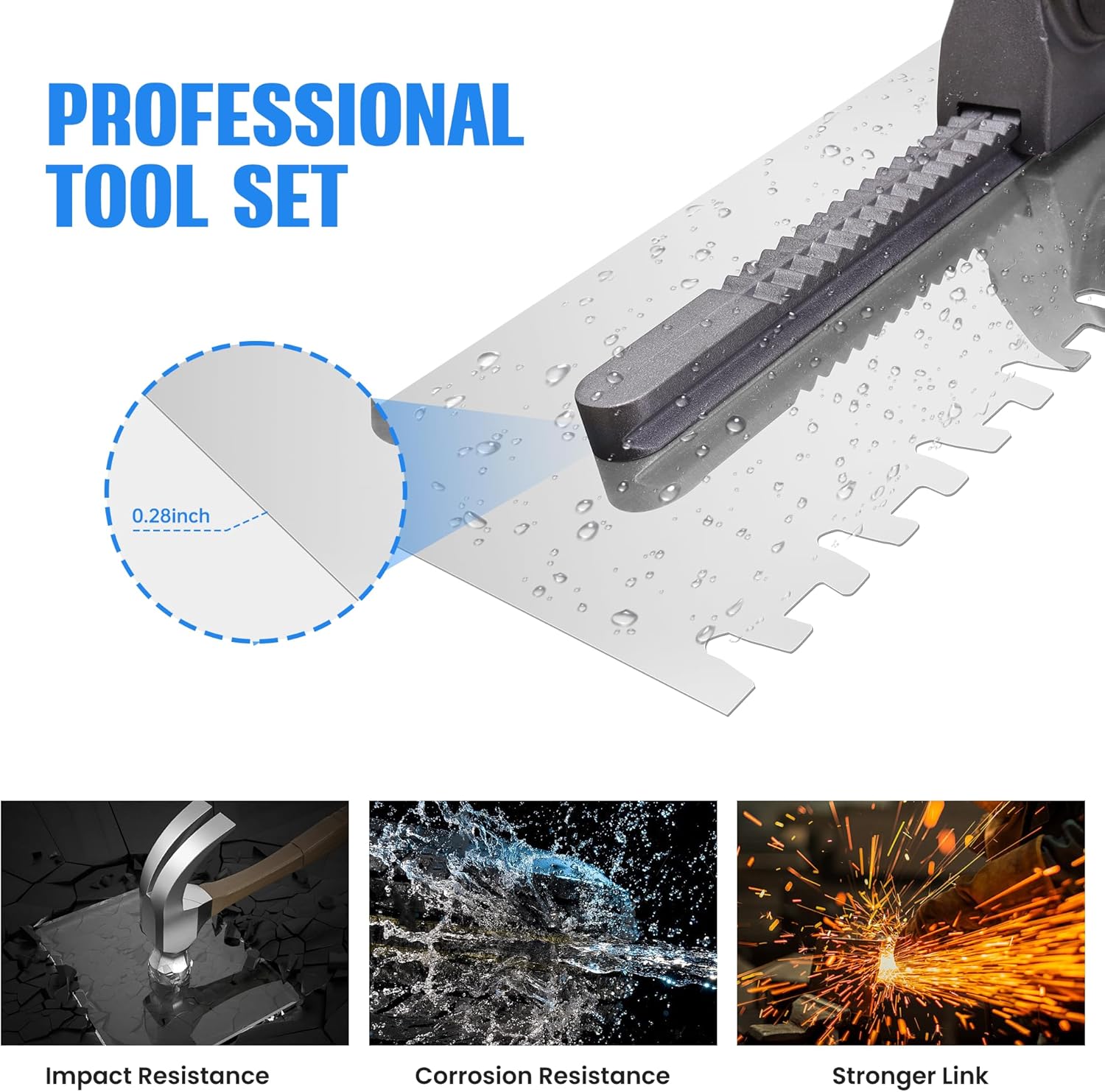 Switchable Notch Trowel Set 8-Piece Kit - Time-Saving No-Swap System, Professional Stainless Steel Tile Tools Ergonomic Grip, for Floor & Wall Tile, Cement, Concrete, Masonry Work