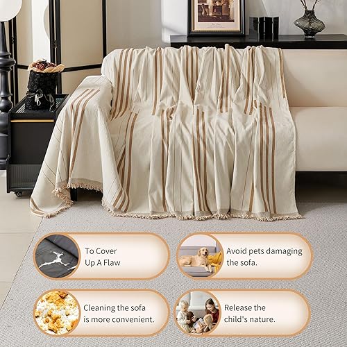 Miniatura 4 de Fundas antideslizantes bohemias para sofá de felpilla de 3 cojines, protector de sofá para perros y mascotas, lavable, antideslizante, funda de sofá