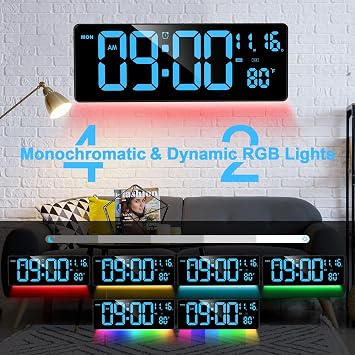 XREXS 16.5 Inch Digital Wall Clock Large Display with Remote Control