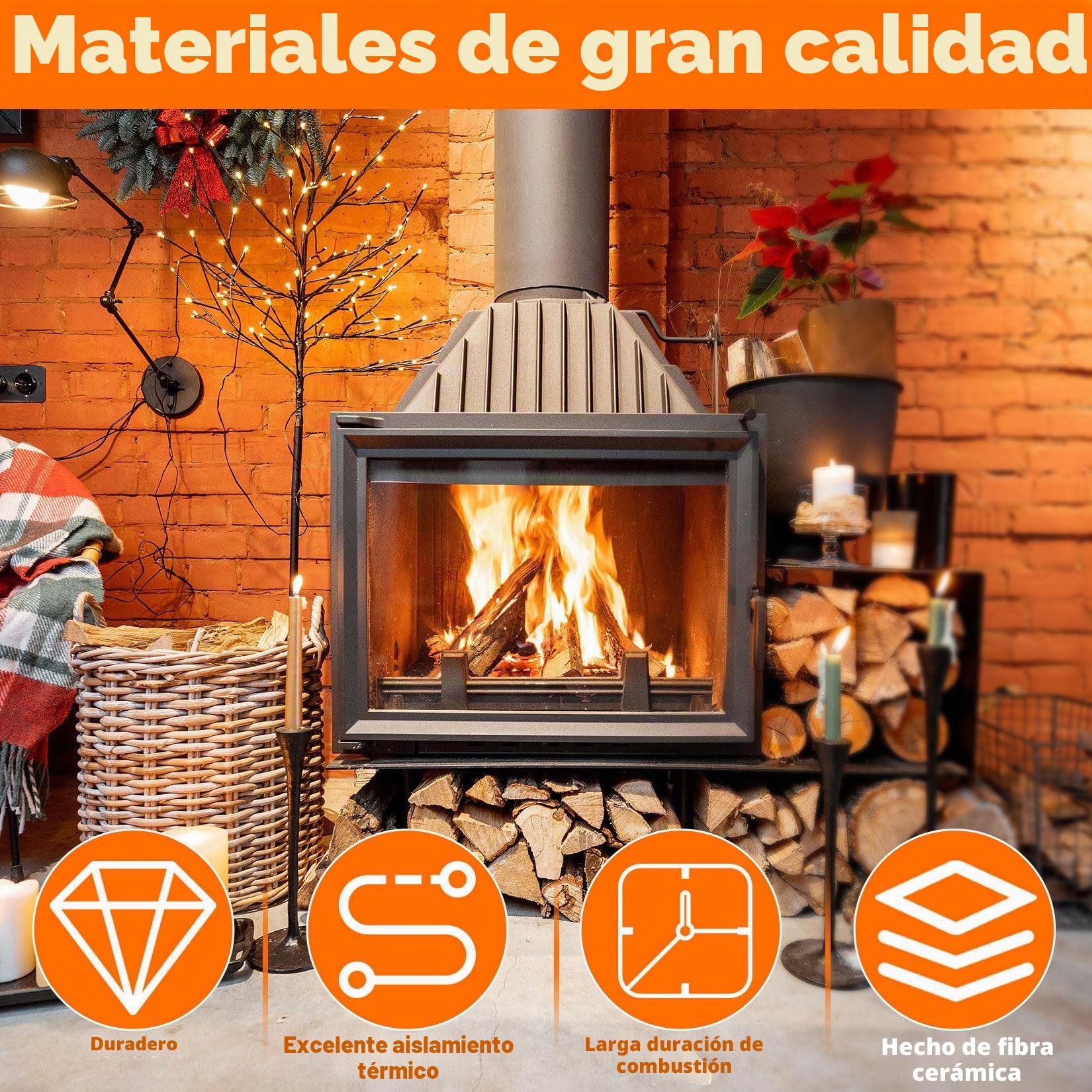 4 Piezas Lana Cerámica para Chimeneas de Bioetanol, Esponja Cerámica Resistente al Calor para Chimeneas de Mesa, Fibra Cerámica para Chimeneas Interiores de Gel Etanol (300x100x25mm)