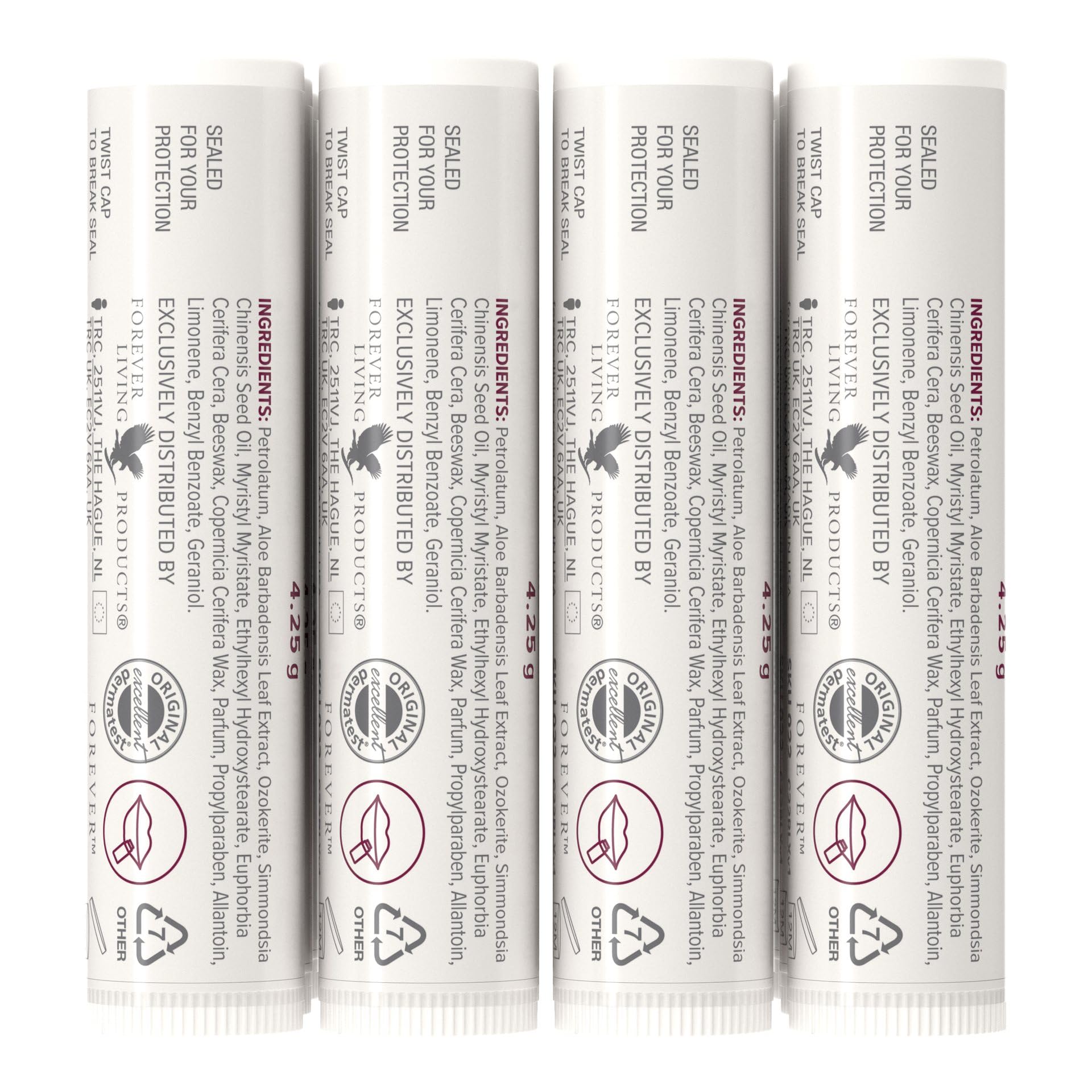 Forever Aloe Lips, hochwertiger Lippenpflegestift mit Aloe Vera, Jojobaöl und Bienenwachs für trockene und rissige Lippen, dermatest-zertifiziert, glutenfrei (6 x 4,25g)