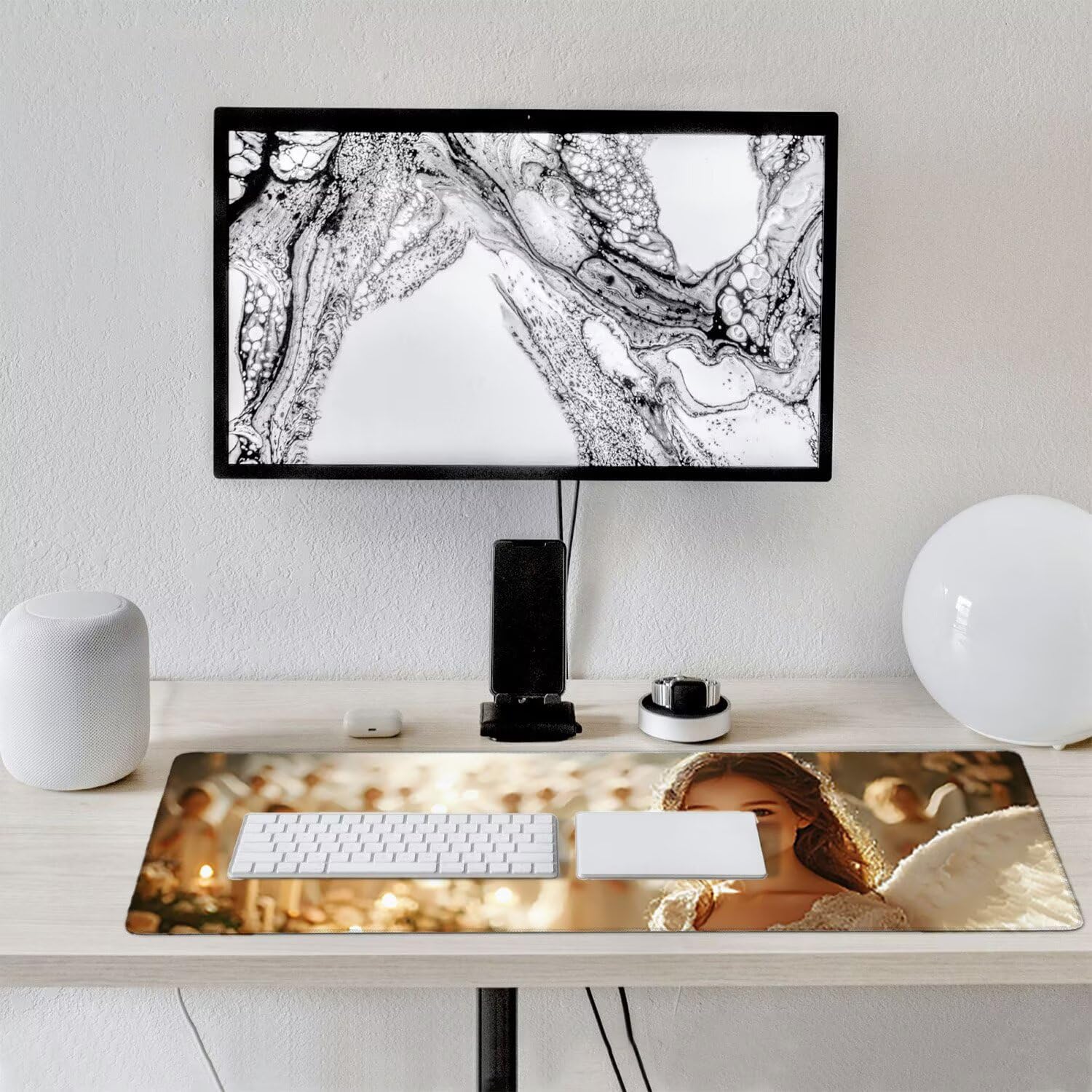 Podkładka pod mysz do gier XXL duża mysz 1600 x 800 mm, duża podkładka pod biurko z antypoślizgową gumową podstawą dla graczy, poprawia precyzję i szybkość (anioł kobieta) o-774