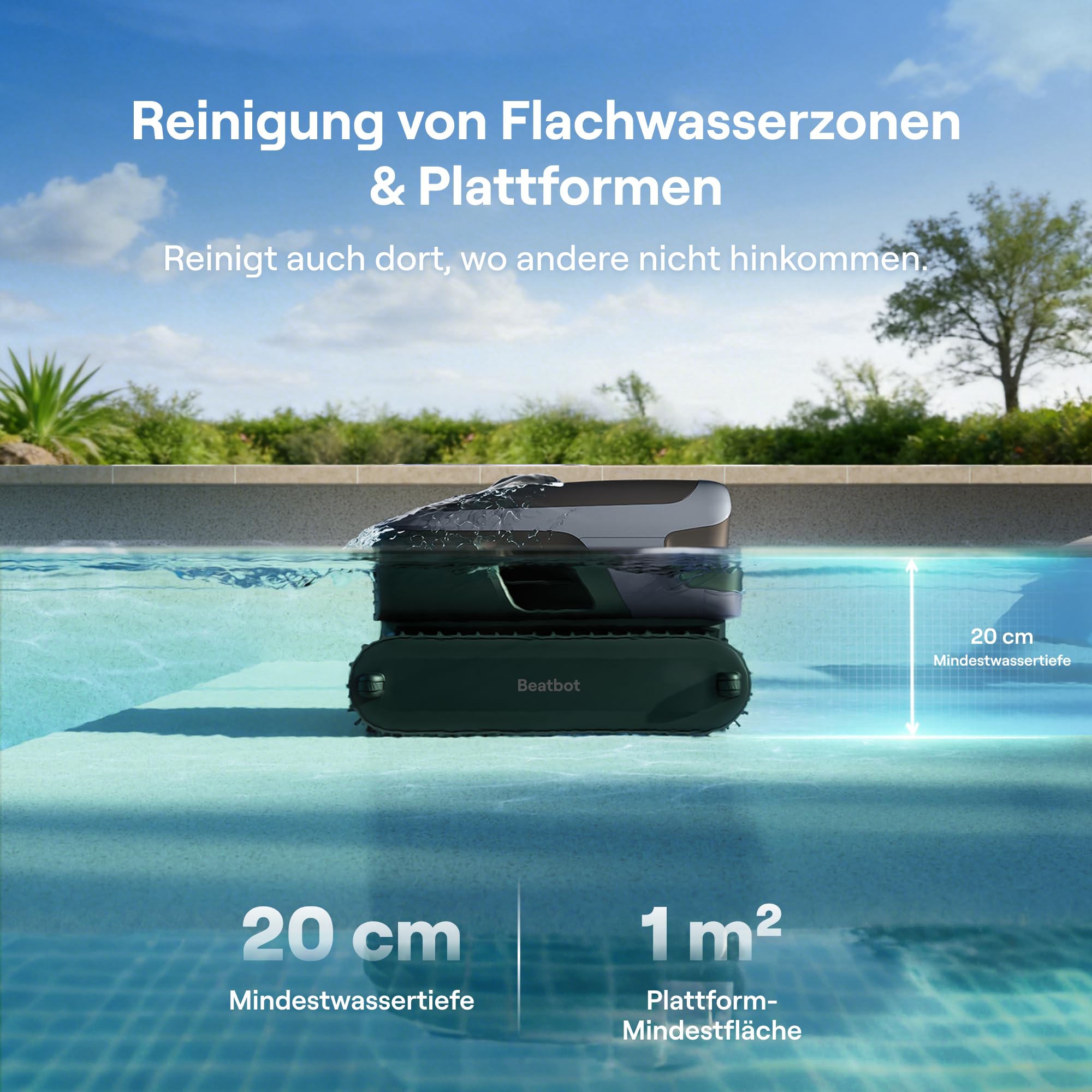 (2026 Neu) Beatbot Sora 70 Poolroboter, Poolsauger 4-in-1 komplette Poolreinigung, 25700 LPH, smartes Parken an der Oberfläche, 6L Fassungsvermögen, Poolreiniger Akku mit 10000 mAh, 300 m², Marineblau