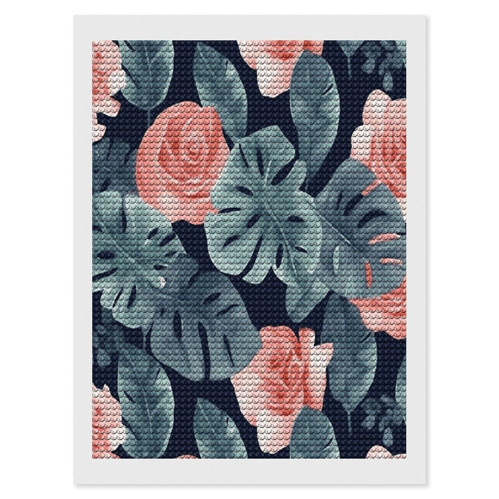 LDGSUPH Watercolor Monstera Pattern Diamond Painting Kits for Adults Paint with Diamond Pictures Art DIY Full Drill Diamond Dots Painting Personalized Diamond Photo for Home Wall Decor Gift 12"x16"