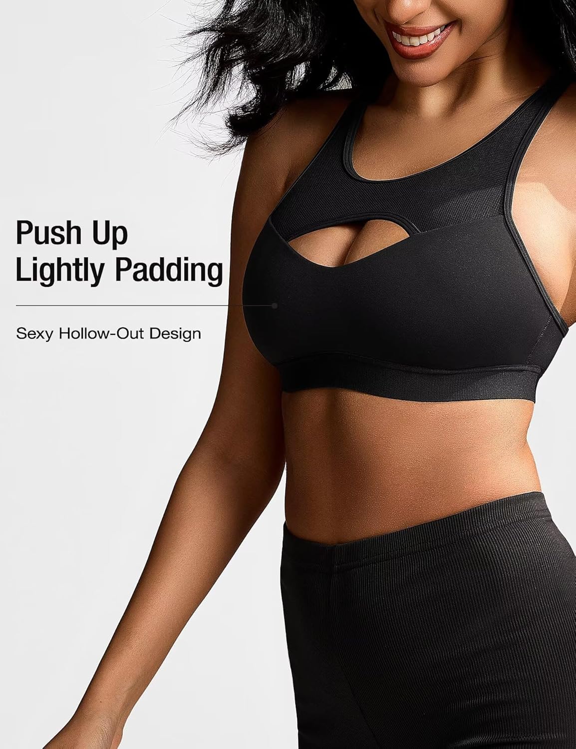 Wingslove Women's Push Up Sports Bra Sexy Hollow Out Crisscross Back Lightly Padded Medium Support Crop Top for Workout Yoga - Image 3