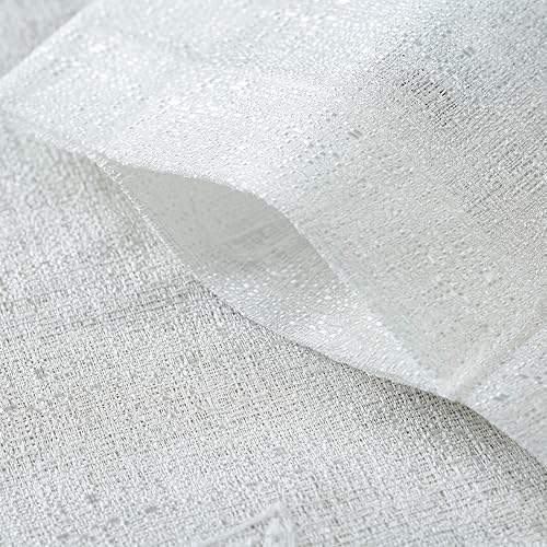 Miniatura 4 de VOGOL Cortinas traslúcidas blancas para sala de estar, cortinas de gasa semitransparente con bolsillo para barra, con flores pequeñas bordadas,