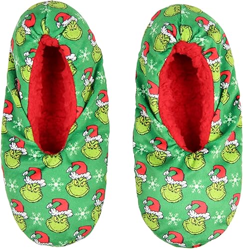 Miniatura 2 de Bioworld Dr. Seuss The Grinch That Stole Christmas Slippers Santa Grinch Slipper Socks with No-Slip Sole For Women Men