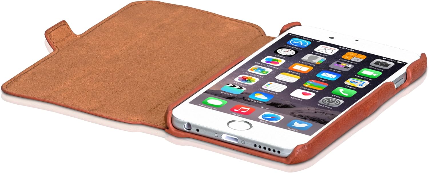 KANVASA iPhone 6 / 6s Leather Case Flip Cover Brown Slim Book Case for iPhone 6 / 6s (4.7 inch) - Made from Real Genuine Leather - Optimal Protection & Premium Leather - Ultra Thin