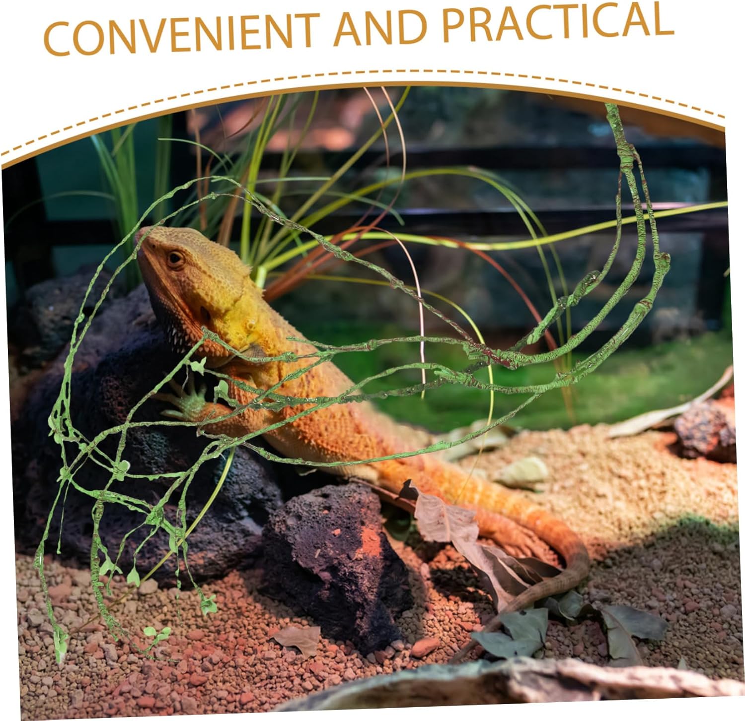 POPETPOP Reptile Terrarium Fake Vine Plant for Climbing Pets Artificial Greenery for Lizard and Chameleon Tanks Versatile Decor for Reptile Habitats and Terrariums