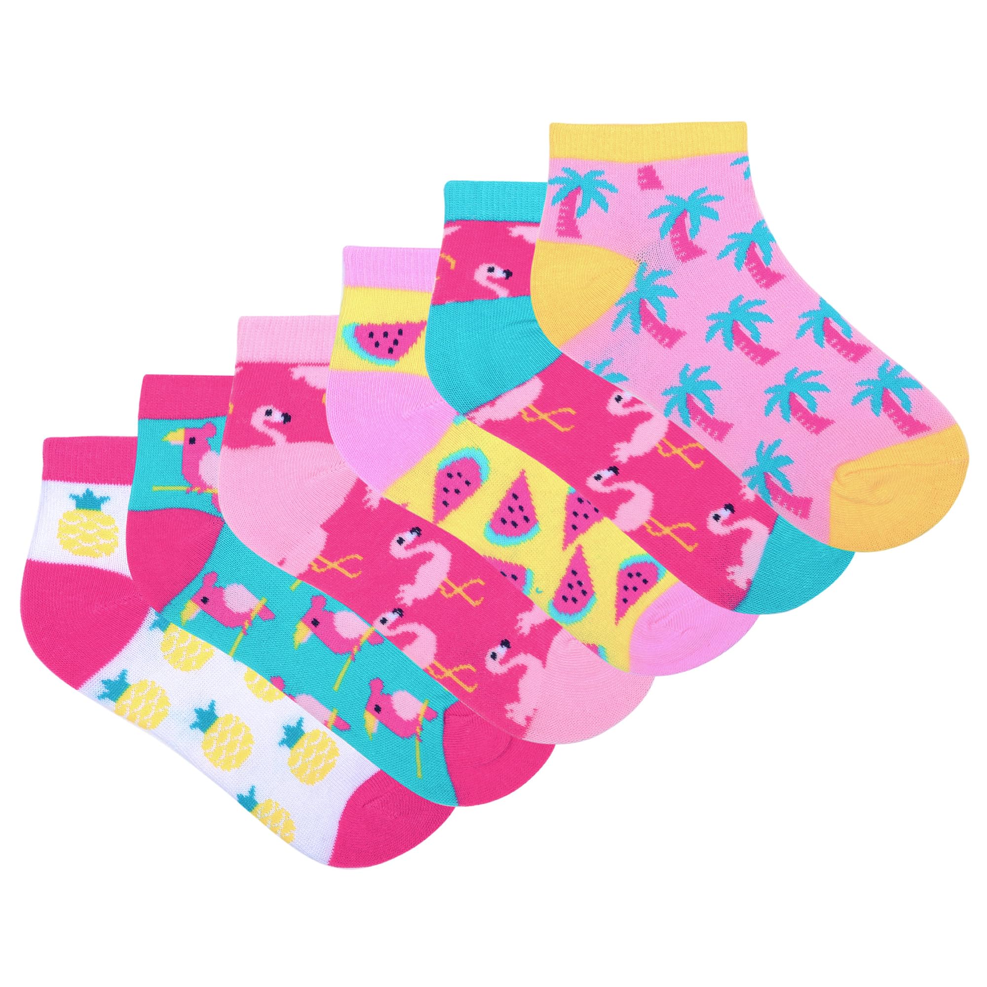 Girls 6 Pack TEW Design Trainer Liners - UK 4-5.5/EU 37-38.5 - Summer Icons