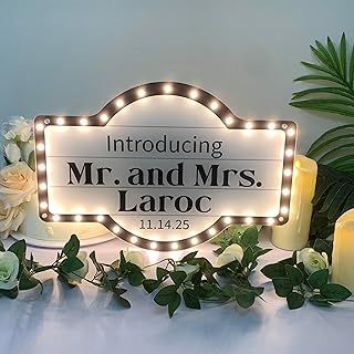 Custom Wedding Bottle Marquee Sign Waterproof, Large Personalized VIP Reception LED Light up Sign for Birthday Party Night Club Bar, Bottle Service Sign for Sweetheart Table, Wedding Reception