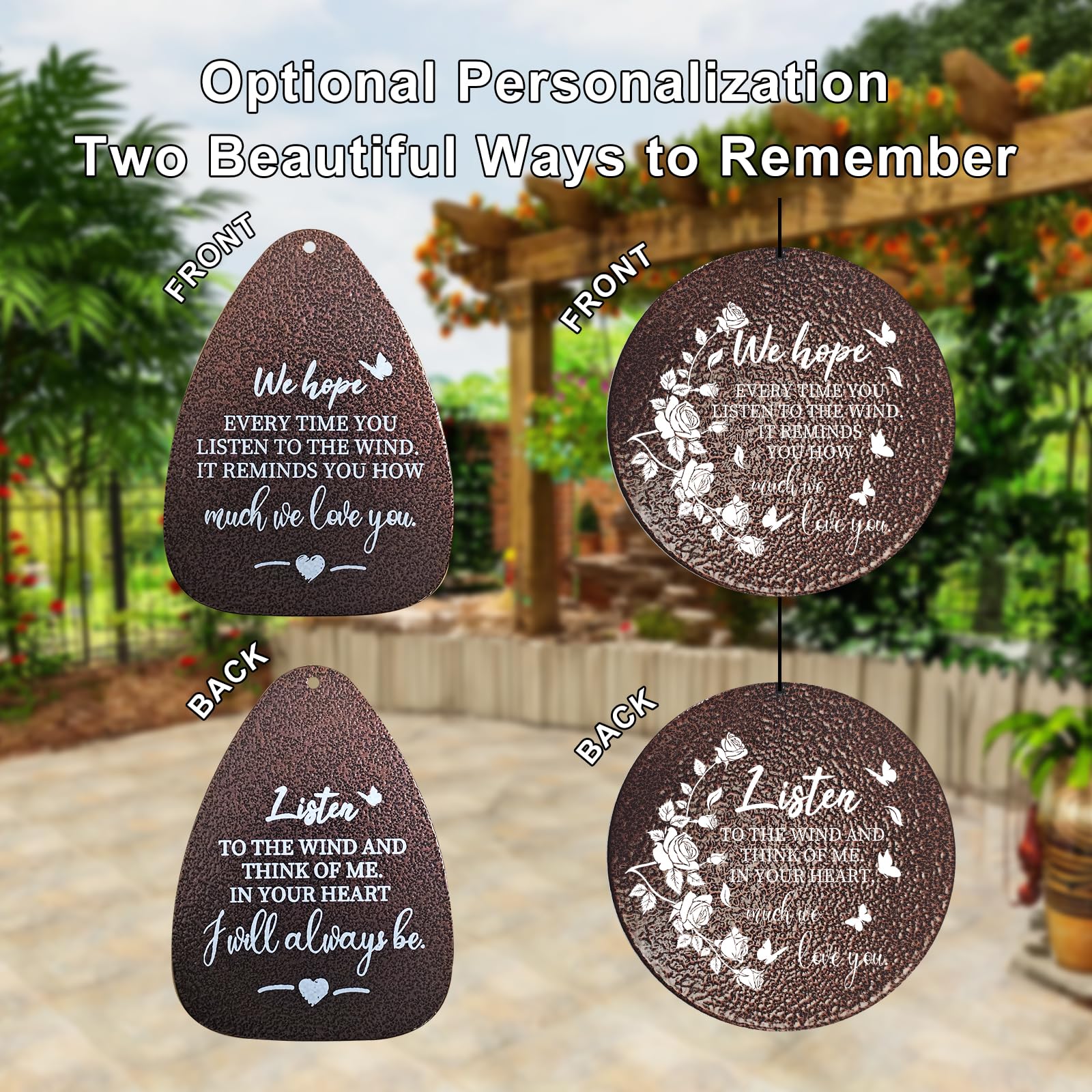 Großes Aluminium-Windspiel, 91,4 cm, Gedenk-Windspiel, Geschenk für geliebte Menschen, Windspiel für draußen, Garten, Terrasse, Dekoration, Braun