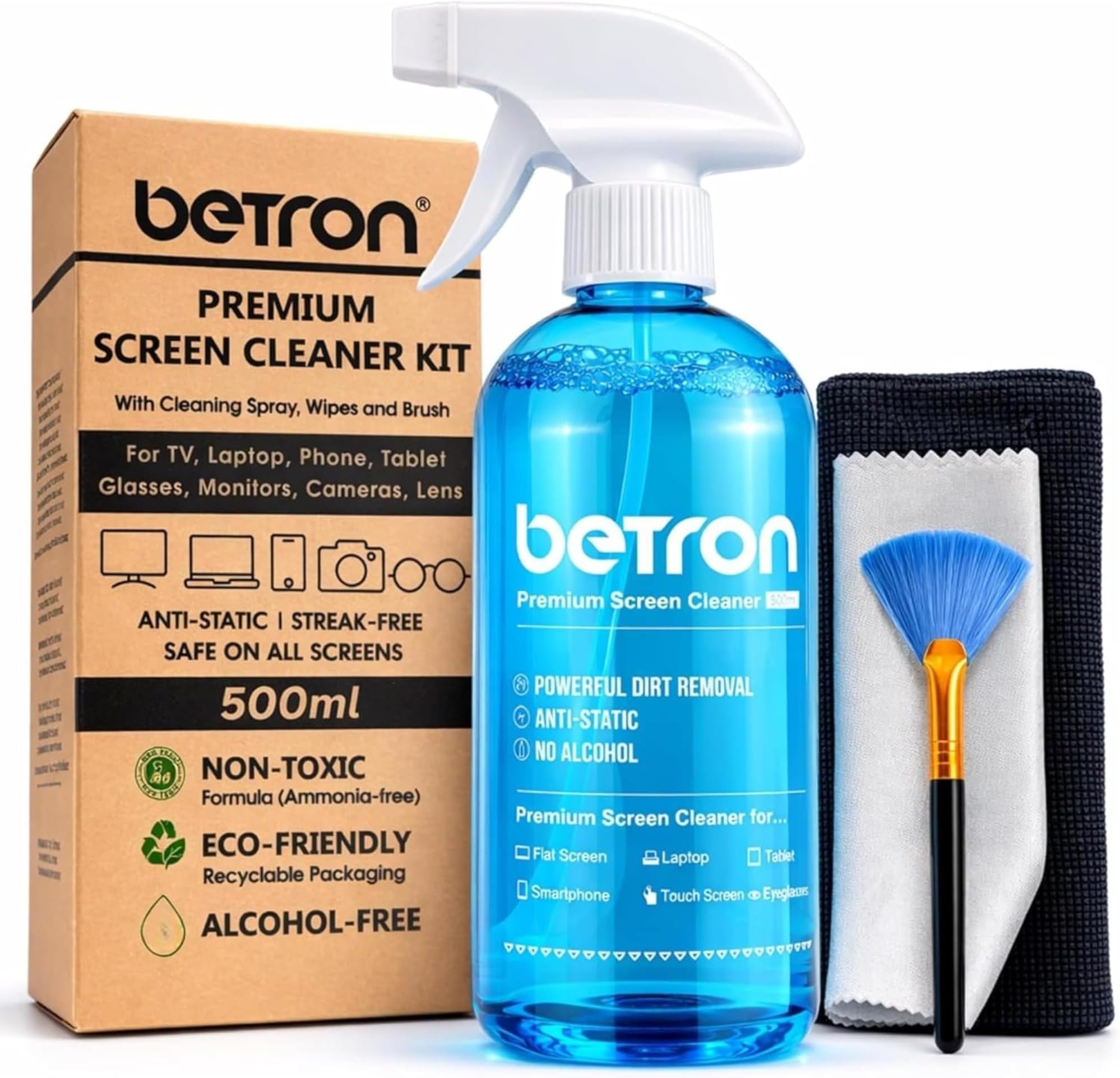 Screen Cleaner Spray Kit with Cloth for TV, Laptop, Monitor, 500ml