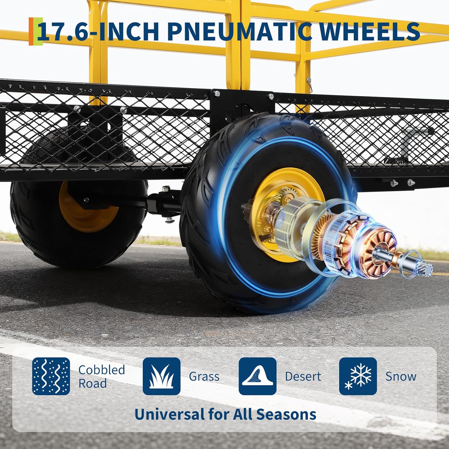 ATV UTV Trailer Tow Behind Dump Cart, 1600Lbs 22 Cubic Feet, Heavy Duty Yard Garden Trailer Pull Behind Dump Trailer for Lawn Mower Tractor