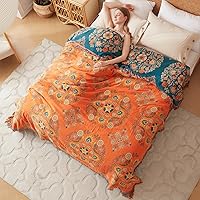 Vista 9 de Boho Throw Blanket for Bed 100% Cotton Soft Lightweight Quilt Floral Embroidery Home Decor Breathable Bed Blankets,60"x80" Twin All Season