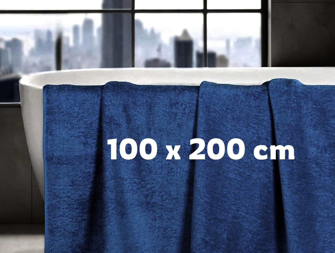 LoomTrove Pack of 2 Extra Large Jumbo Bath Sheets 100 x 200 cm 100% Egyptian Combed Cotton XL Towels Quick Dry Big Bath Sheet Super Soft Hotel Quality Towels Set (Navy Blue) - Image 4