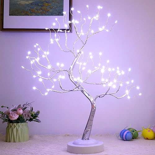 Miniatura 4 de 108 luces LED para árbol bonsái, funciona con bateríaUSB, lámpara de árbol artificial de mesa de 20 pulgadas para sala de estar, dormitorio,
