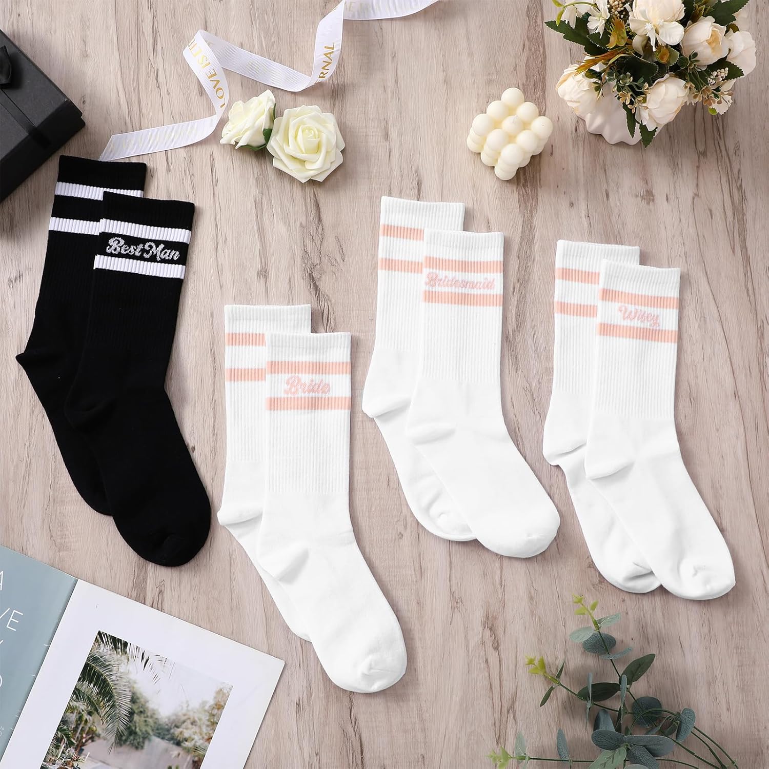 Geyoga Bridesmaid Socks for Women Cotton Bridesmaid Wedding Socks Gifts for Bridal Engagement Wedding Party Favors - Image 2
