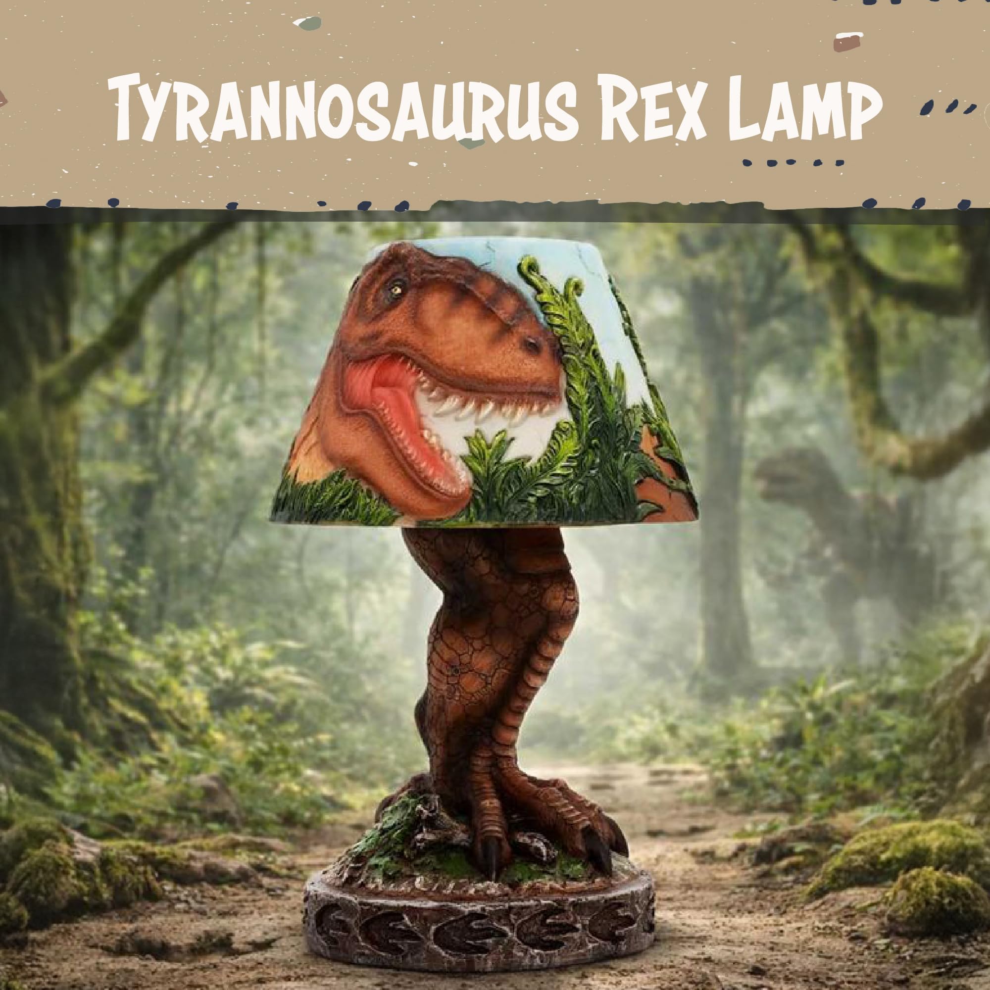 Nemesis Now Tyrannosaurus Rex Lamp - Lámpara de escritorio pintada a mano, diseño de dinosaurio prehistórico, funciona con pilas, 23 cm