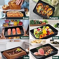 Vista 6 de P&P CHEF Molde para horno tostador con tapa, bandeja rectangular antiadherente para hornear y asar, núcleo de acero inoxidable y cubierta