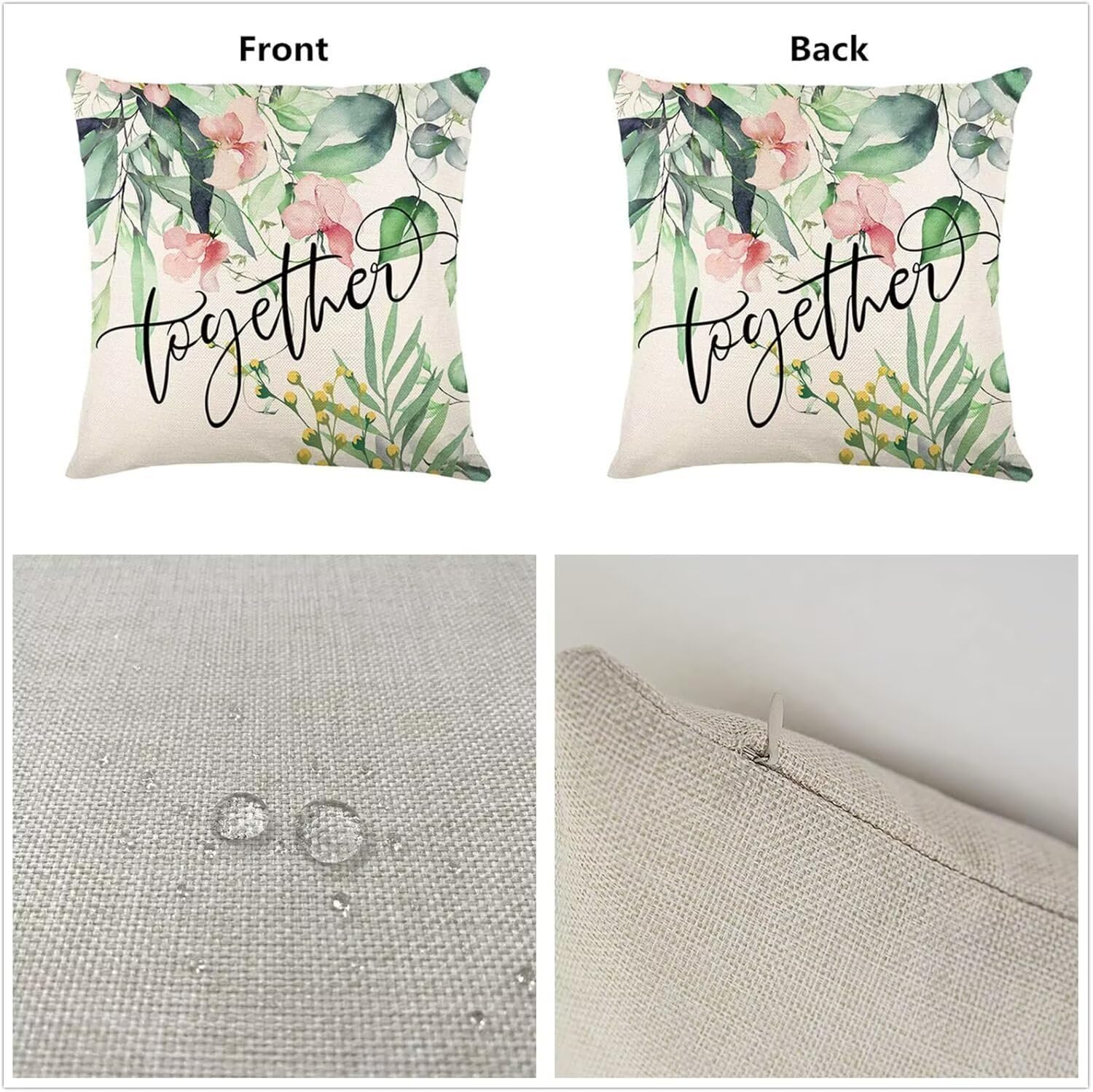 Buio Federe Cuscini Divano 65x65cm Set di 4 Cuscini per Divano Lettere Doppia Faccia Lino Impermeabile Cuscini Esterno Piazza Cuscini Decorativi Cuscino per Soggiorno Sedia Letto Copricuscini PJ-2661