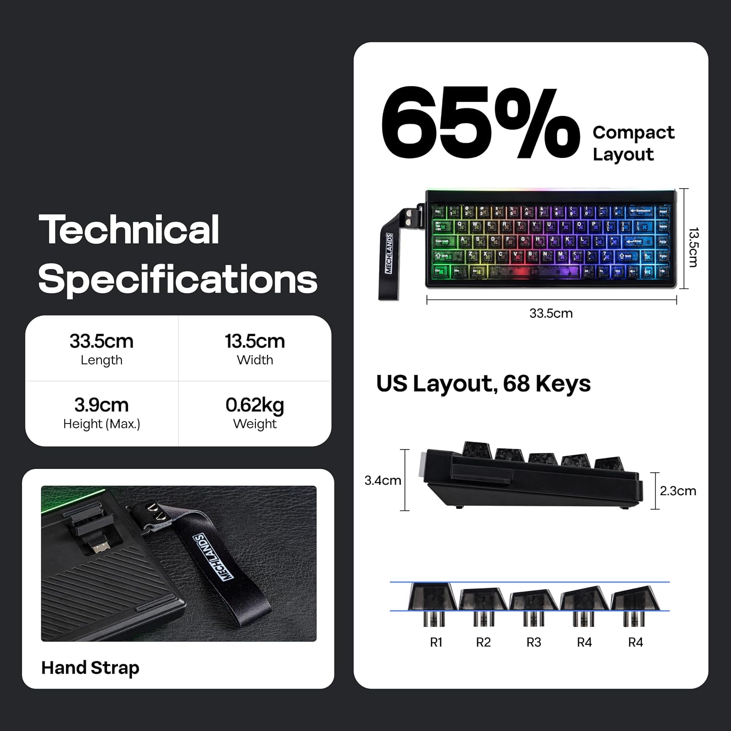 MechLands Halo68 Silent Wireless Gaming Keyboard w/Light Box, 68 Keys 8 810NdQPHWQL. AC SL1500