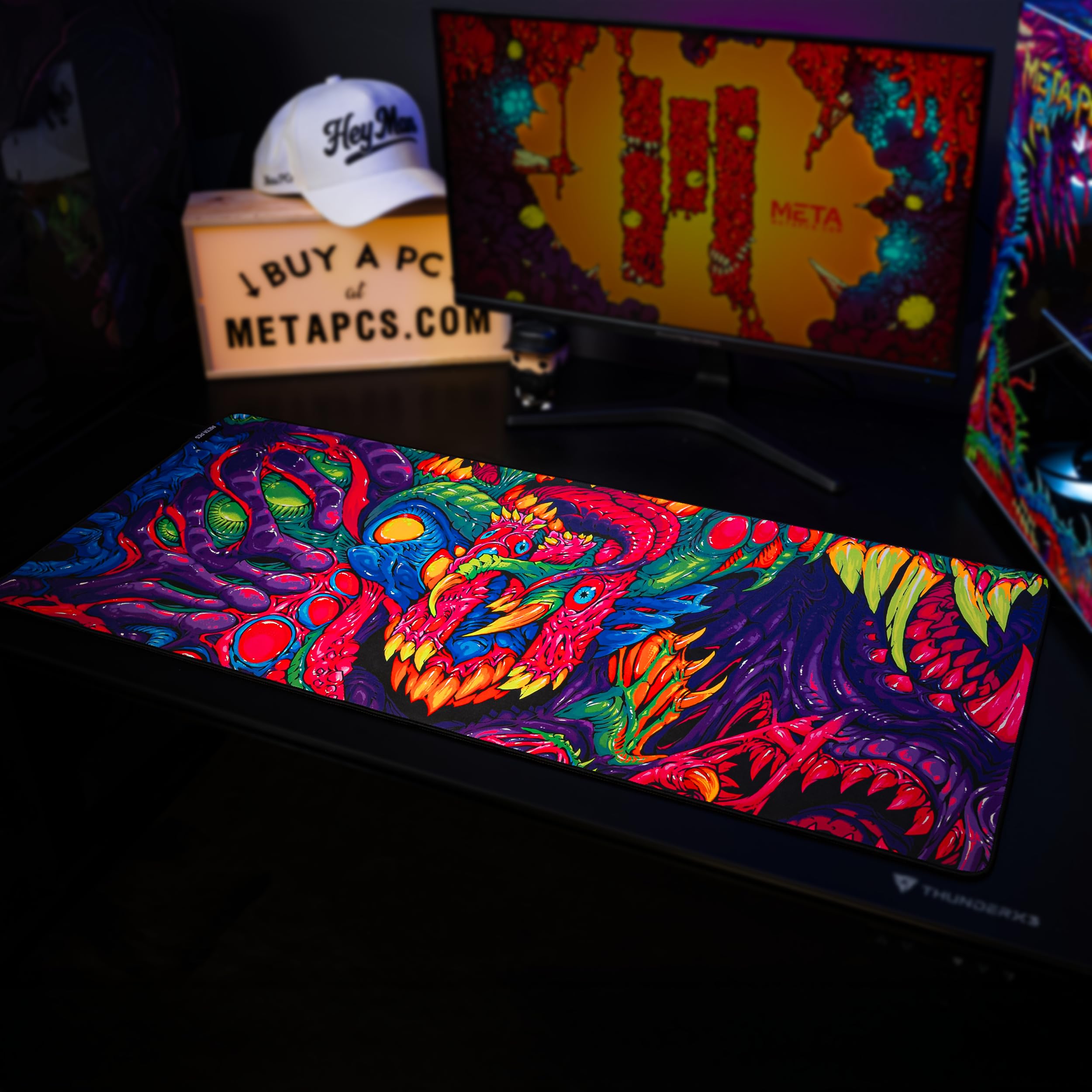 Hyperbeast Artwork - Alfombrilla de mouse para juegos con bordes cosidos, base de goma natural antideslizante duradera, impermeable, para teclado de computadora para profesionales de deportes