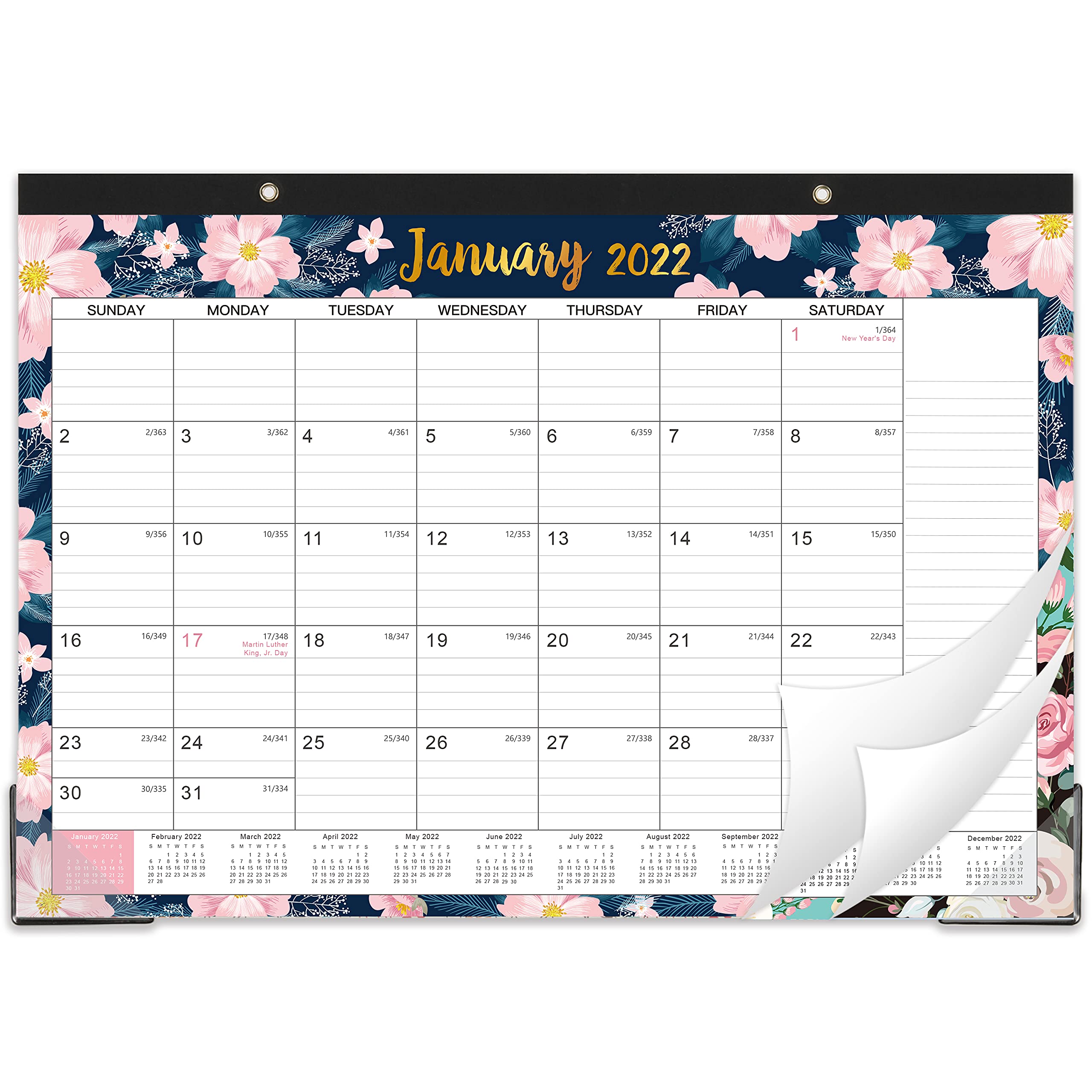 2022 Desk Calendar - Monthly Desk/Wall Calendar 2022 with Thick Paper, 17"x 12" Desk Calendar from Jan. 2022 to Dec. 2022, Monthly Desk Calendar with Large Ruled Blocks, Corner Protectors, Note Section