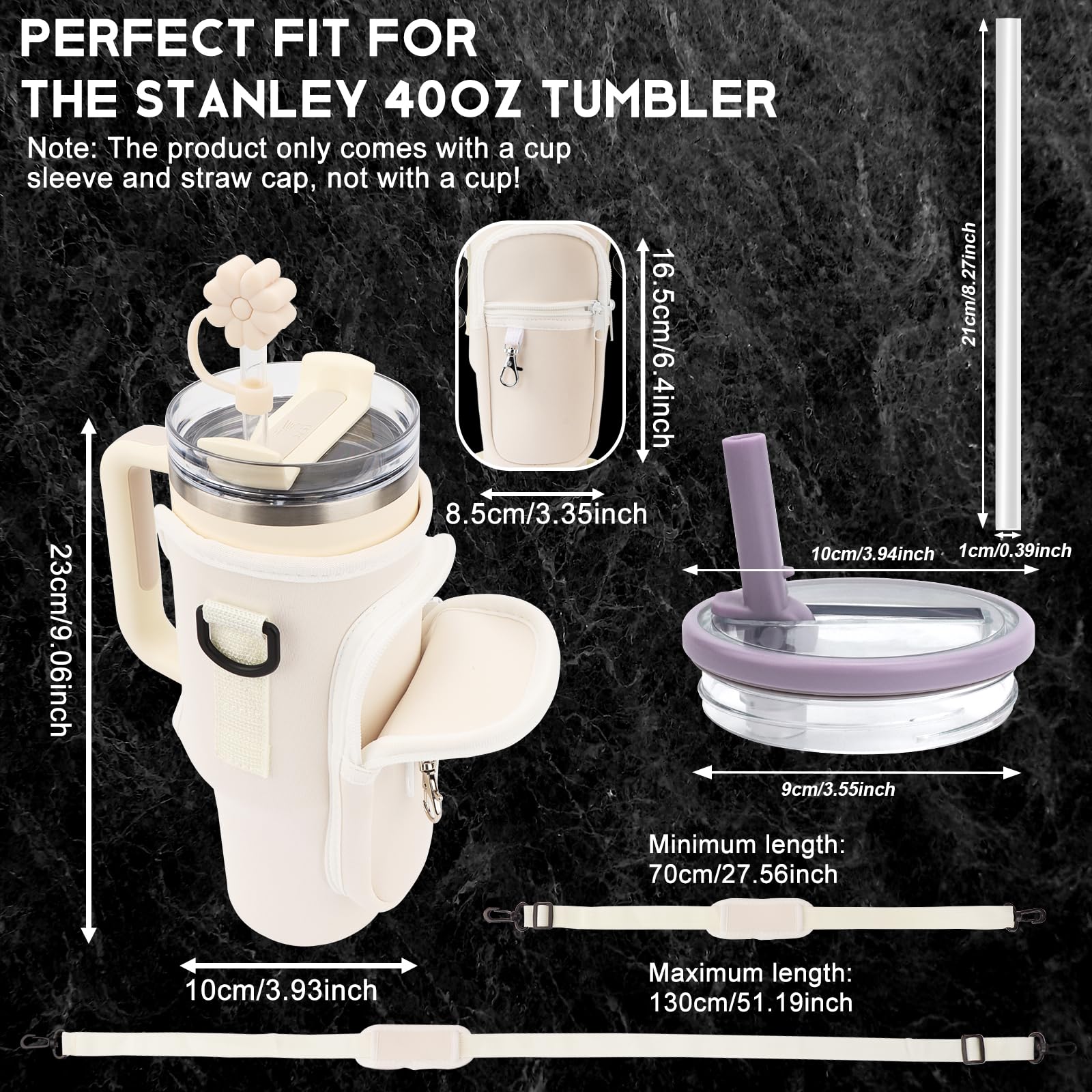 FIDWALL Water Bottle Carrier Bag & Lid Combination, Compatible with Stanley 40oz Tumbler, Spill Proof - Image 4
